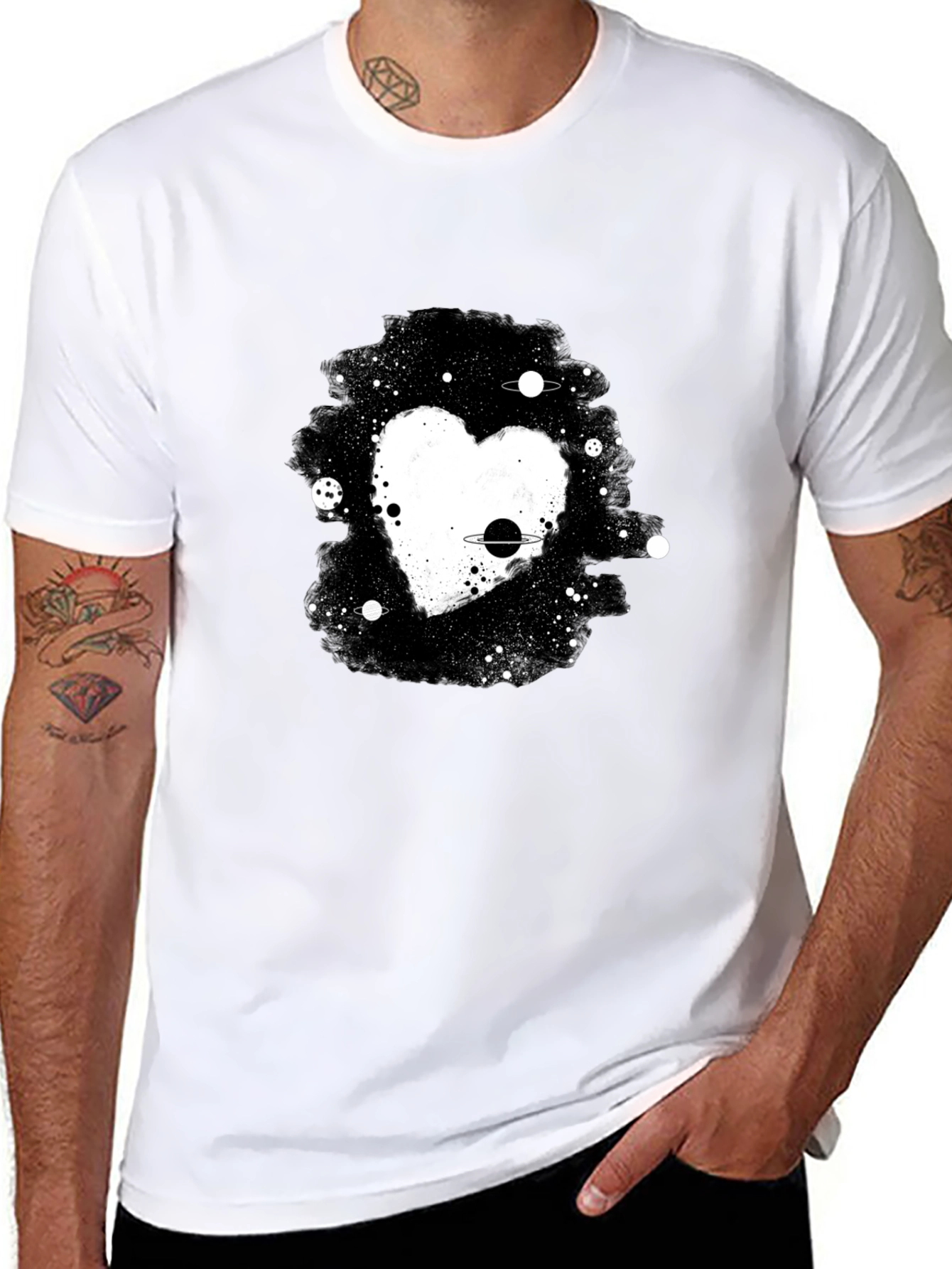 Black Cosmic Heart Black T-Shirt view 8