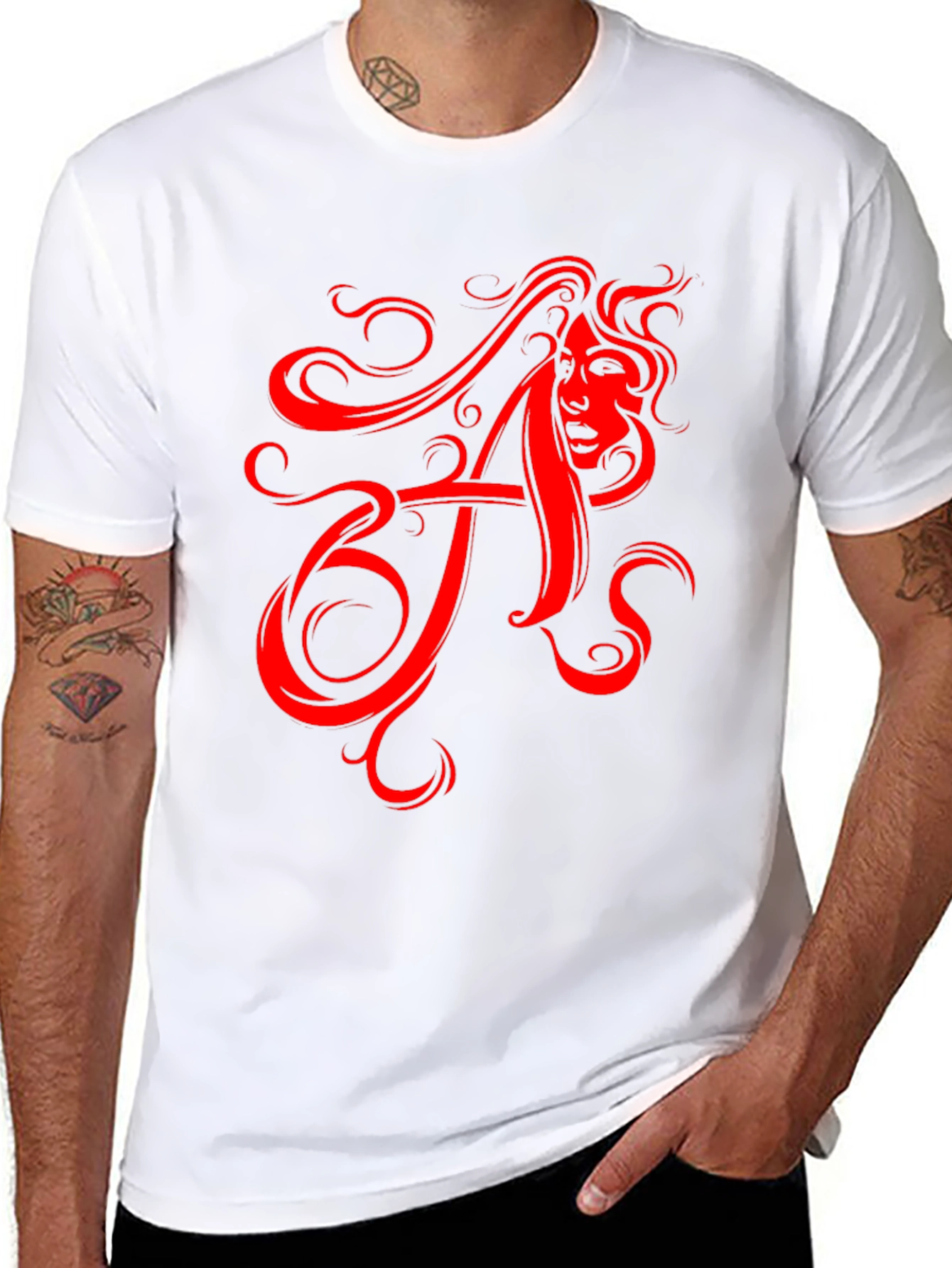 Black Red Artistic Letter A Black T-Shirt view 8