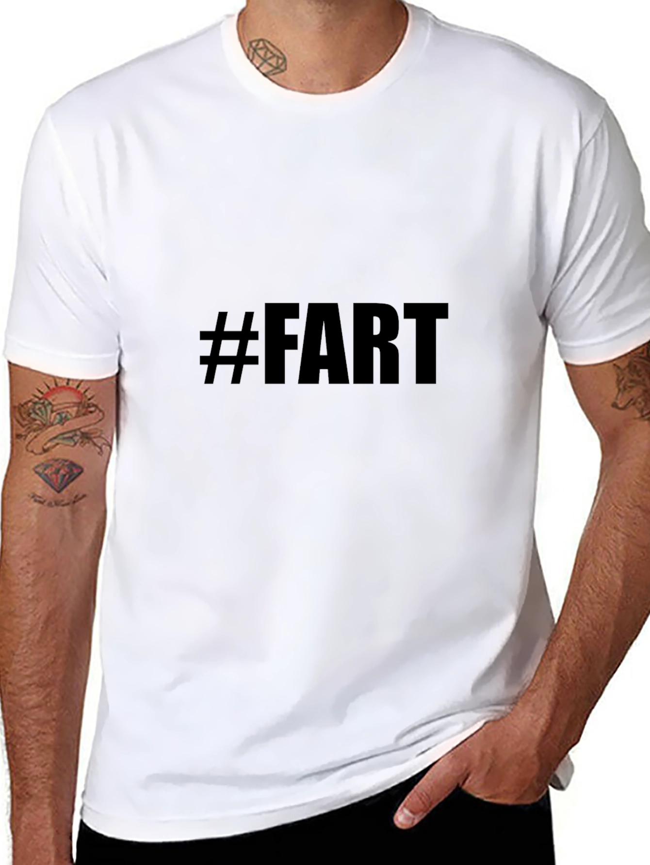 Black Men's Black Tee - #FART Graphic view 8