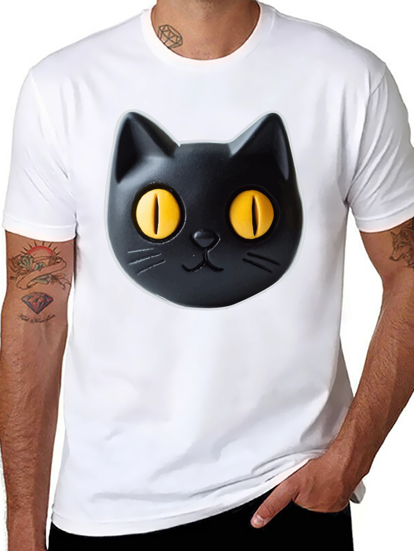 Black Black Cat Graphic Tee - Fun & Stylish! view 8