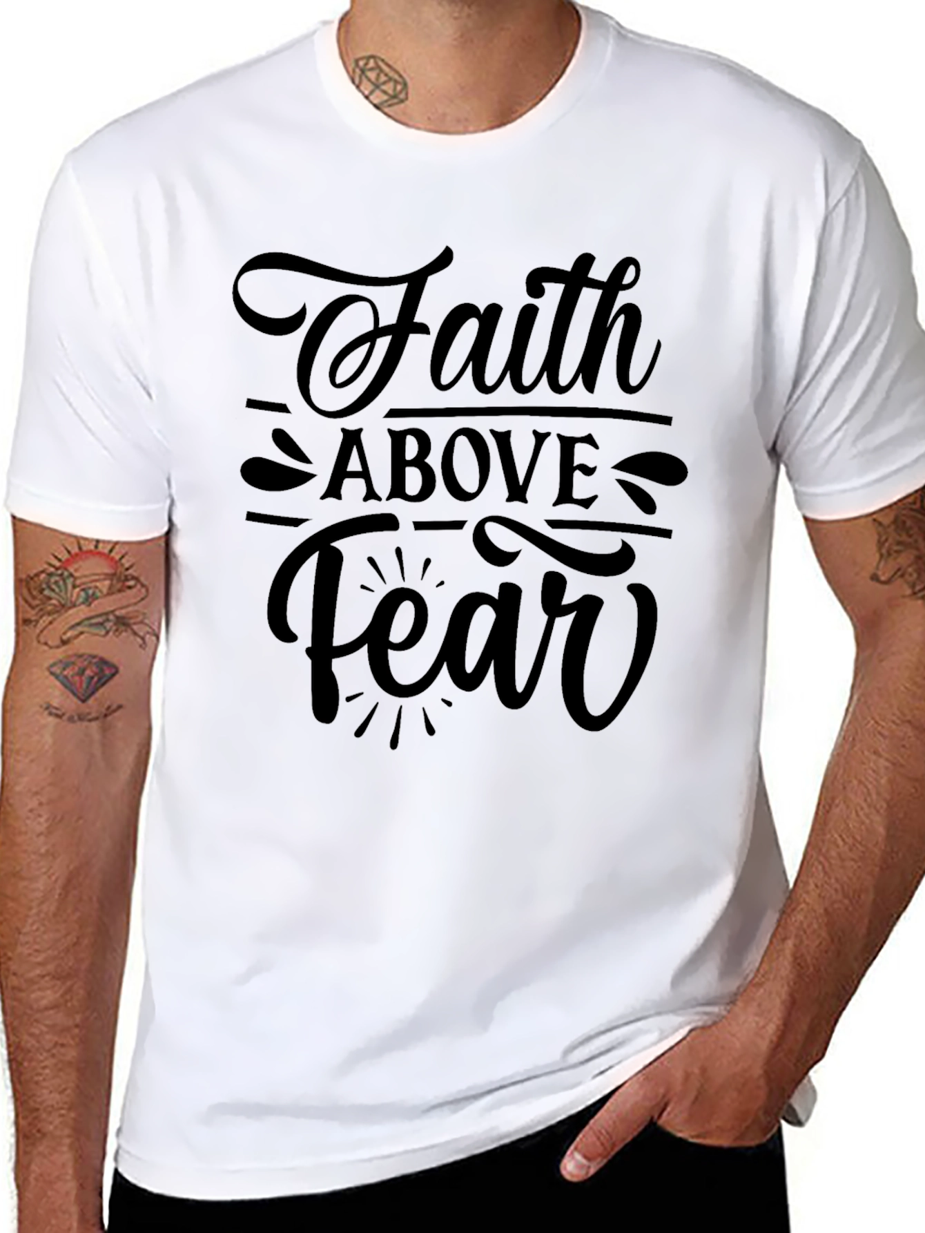 Black Faith Above Fear Graphic Tee - Black view 8
