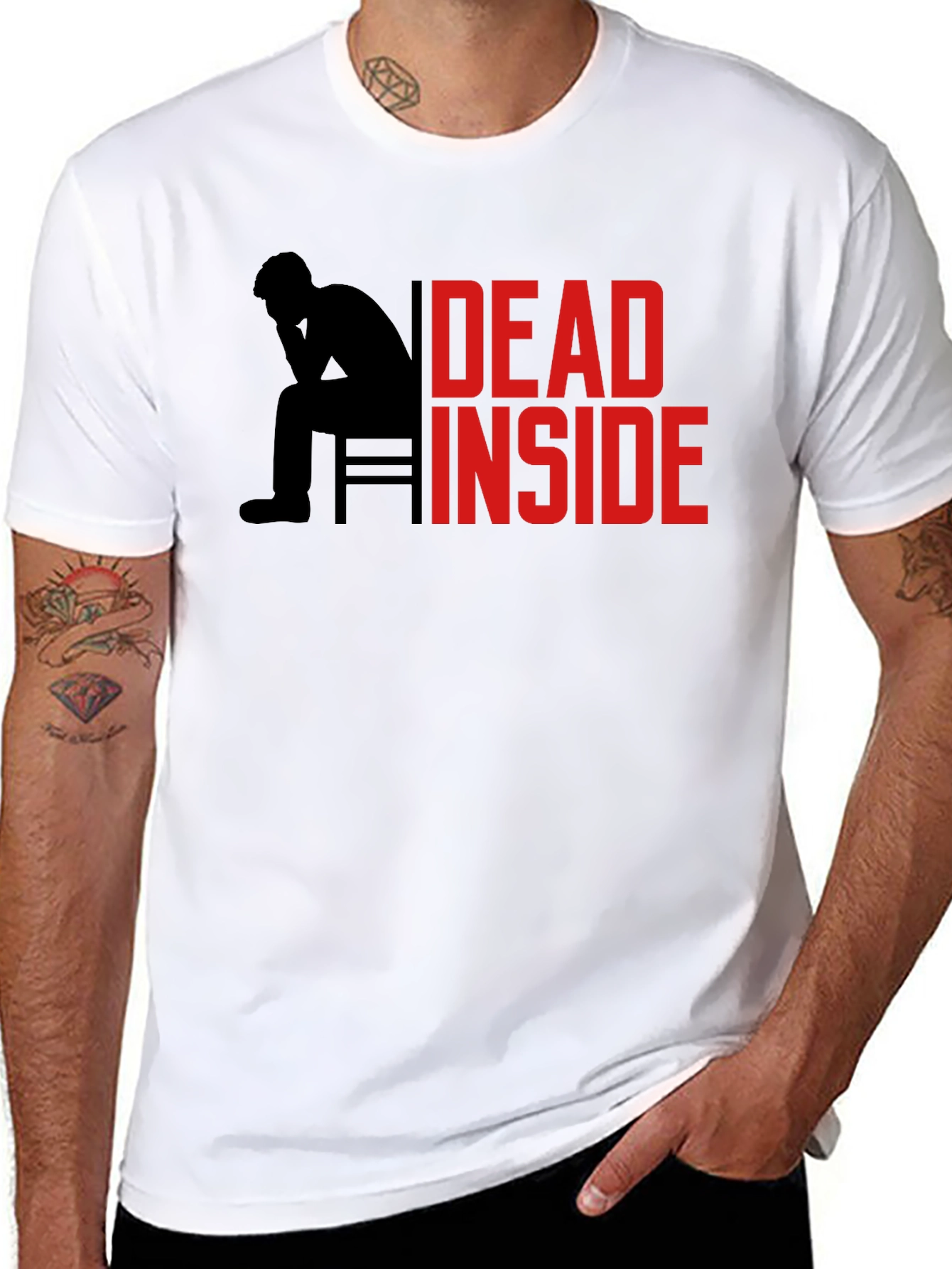 Black Dead Inside Graphic Tee - Men's Black T-Shirt view 8