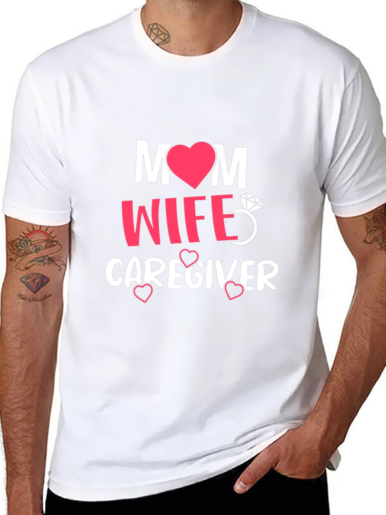 Black Mom Wife Caregiver Graphic Tee - Black T-Shirt view 8