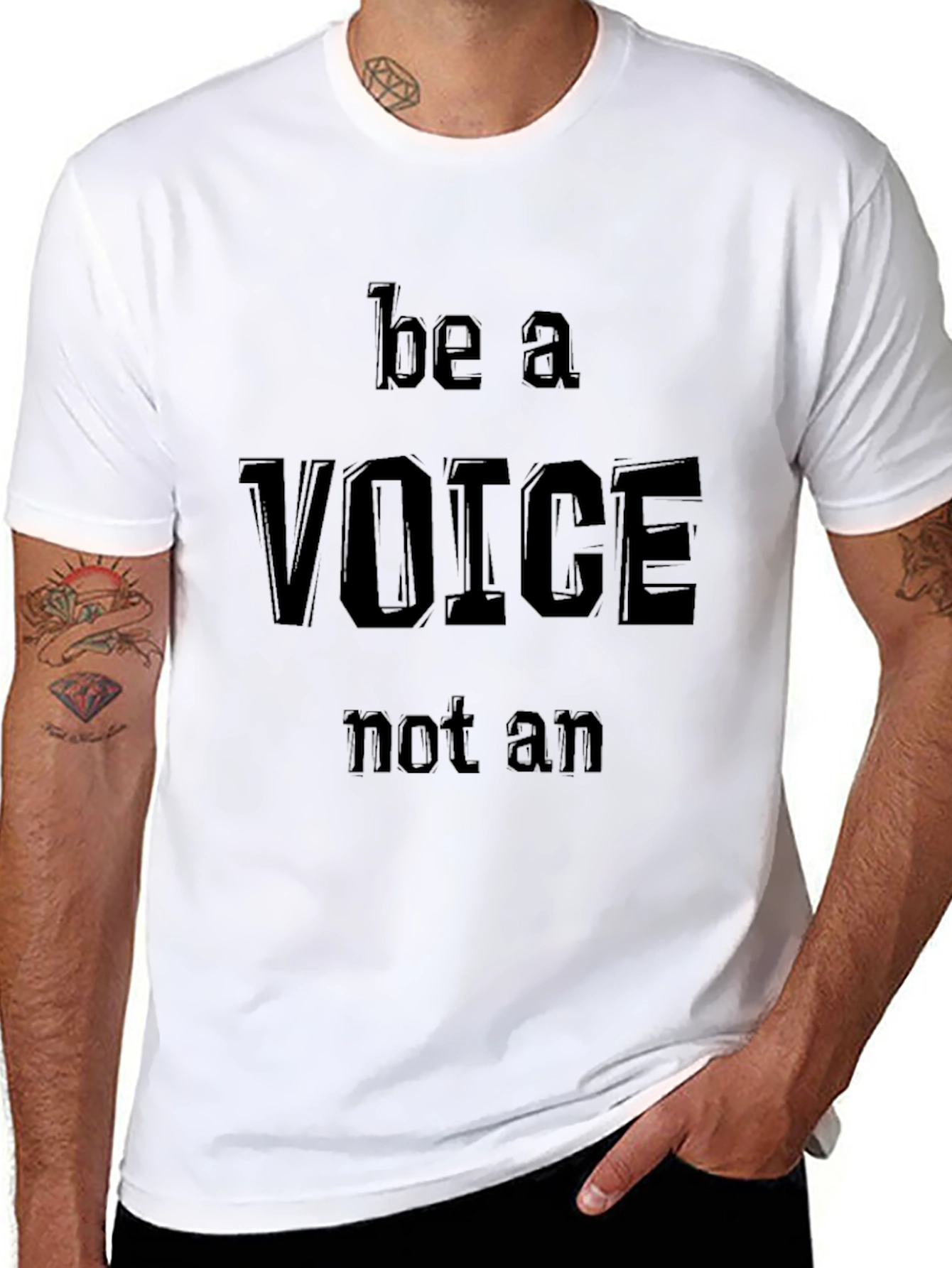 Black Be A Voice Graphic Tee - Black Crew Neck T-Shirt view 8