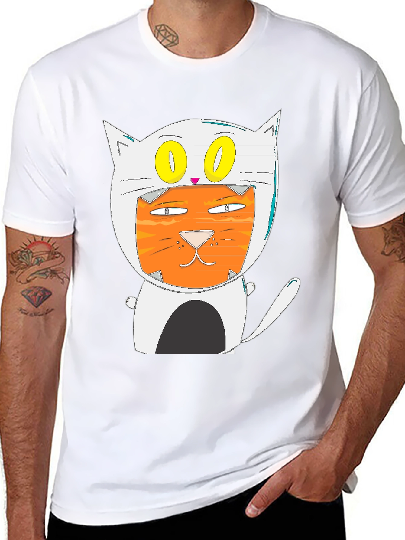 Black Cartoon Cat T-Shirt: Quirky Graphic Tee view 8