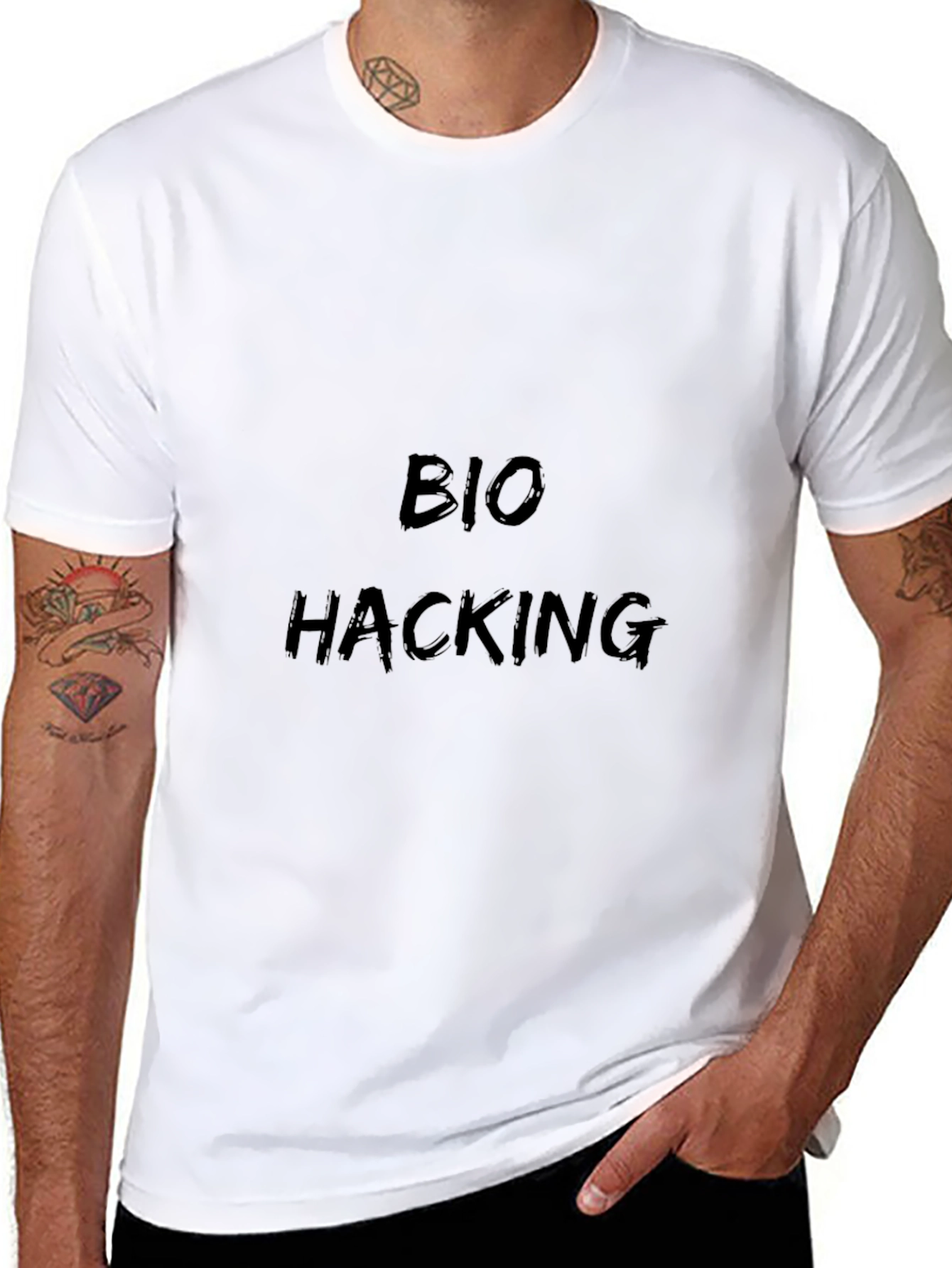 Black Bio Hacking Black Graphic Tee view 8