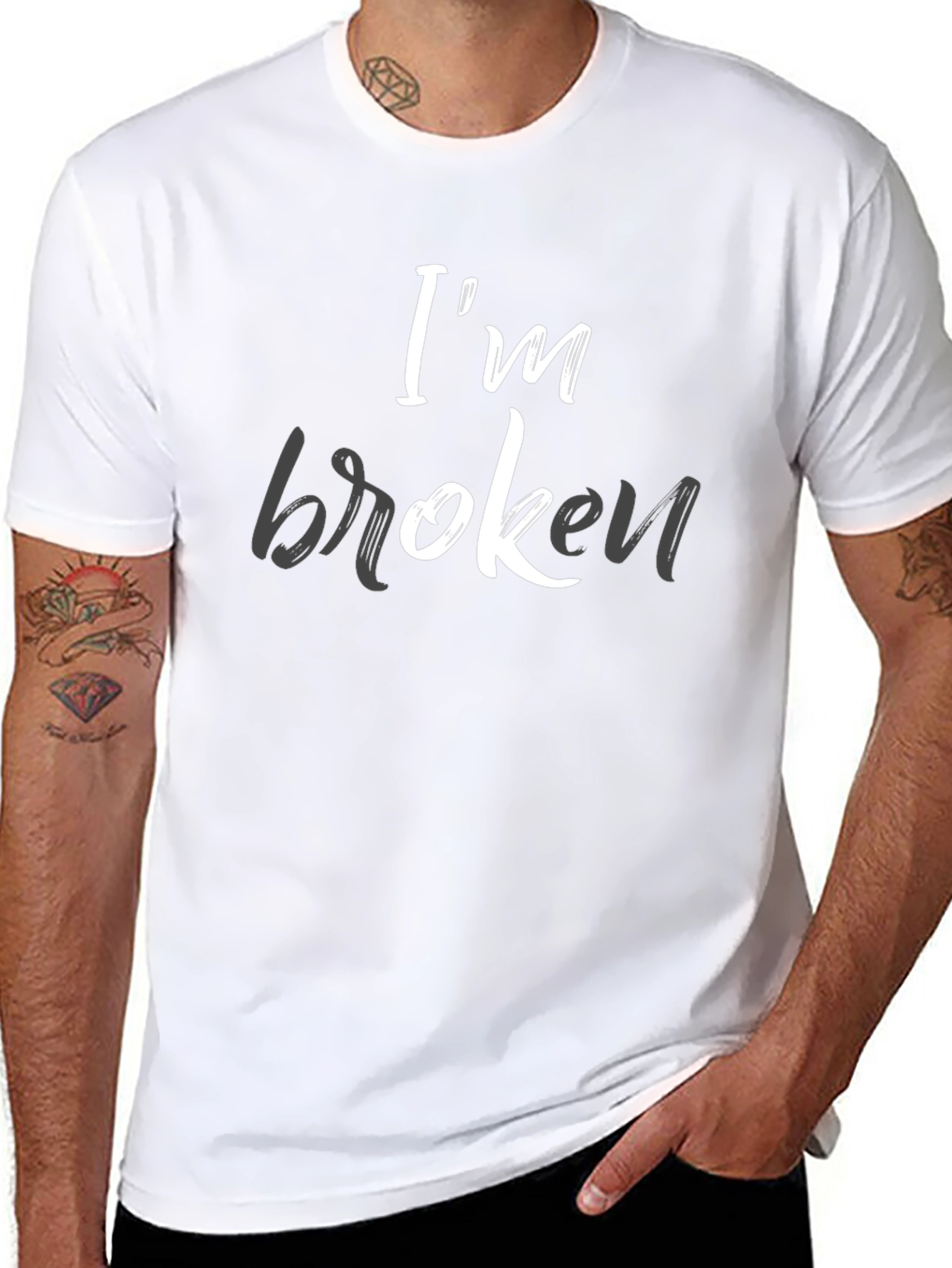 Black I'm Broken Graphic Tee - Men's Black T-Shirt view 8