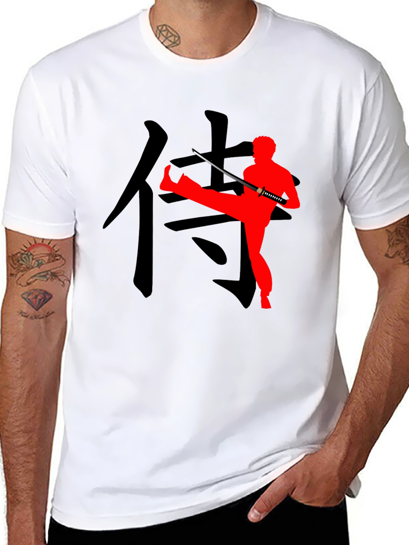Black Samurai Warrior Graphic Tee view 8