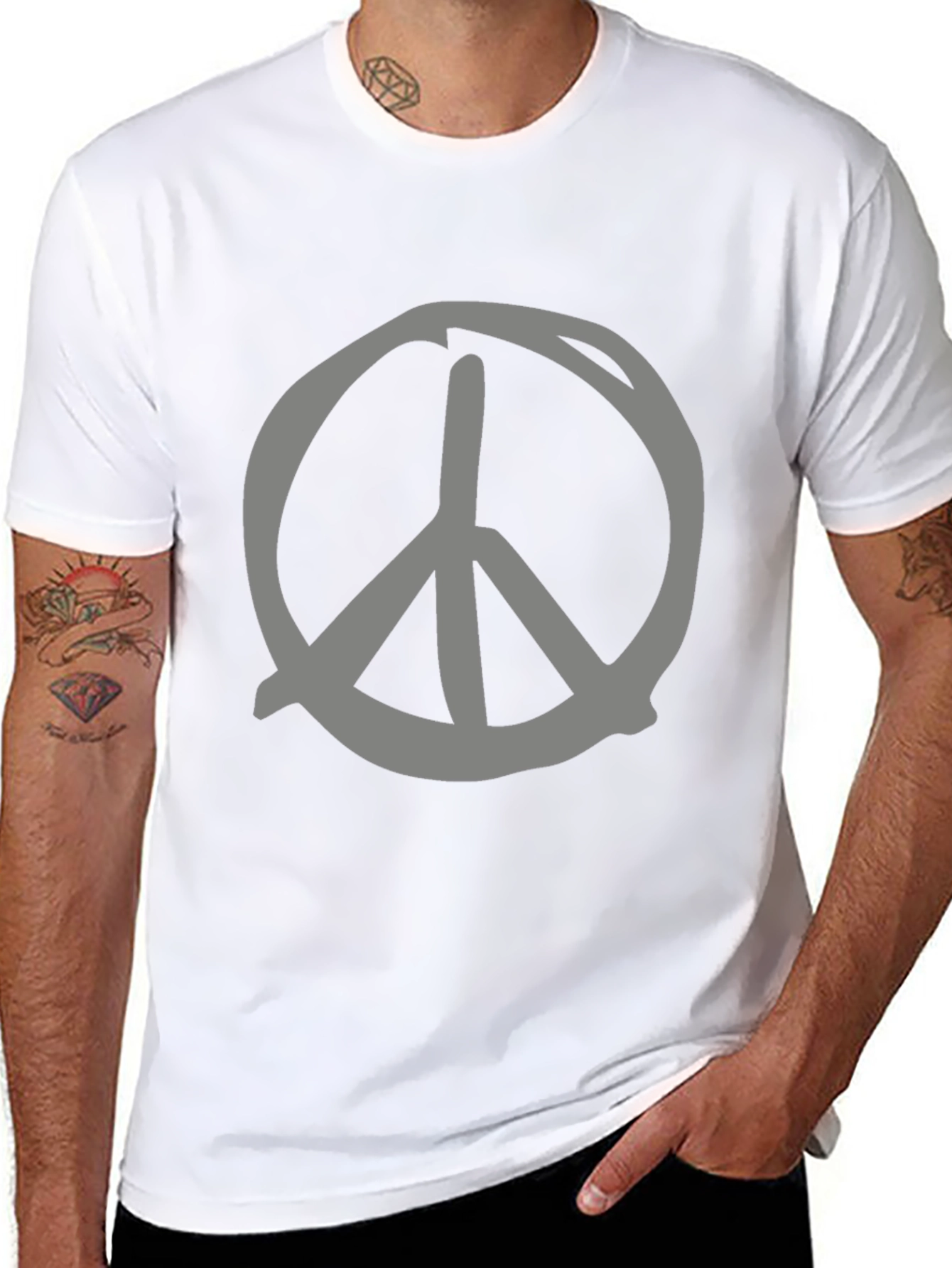 Black Peace Sign T-Shirt - Casual Comfort view 8