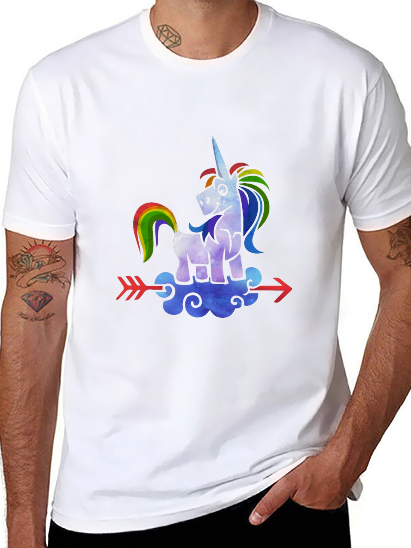 Black Unicorn Arrow T-Shirt - Rainbow Graphic Tee view 8