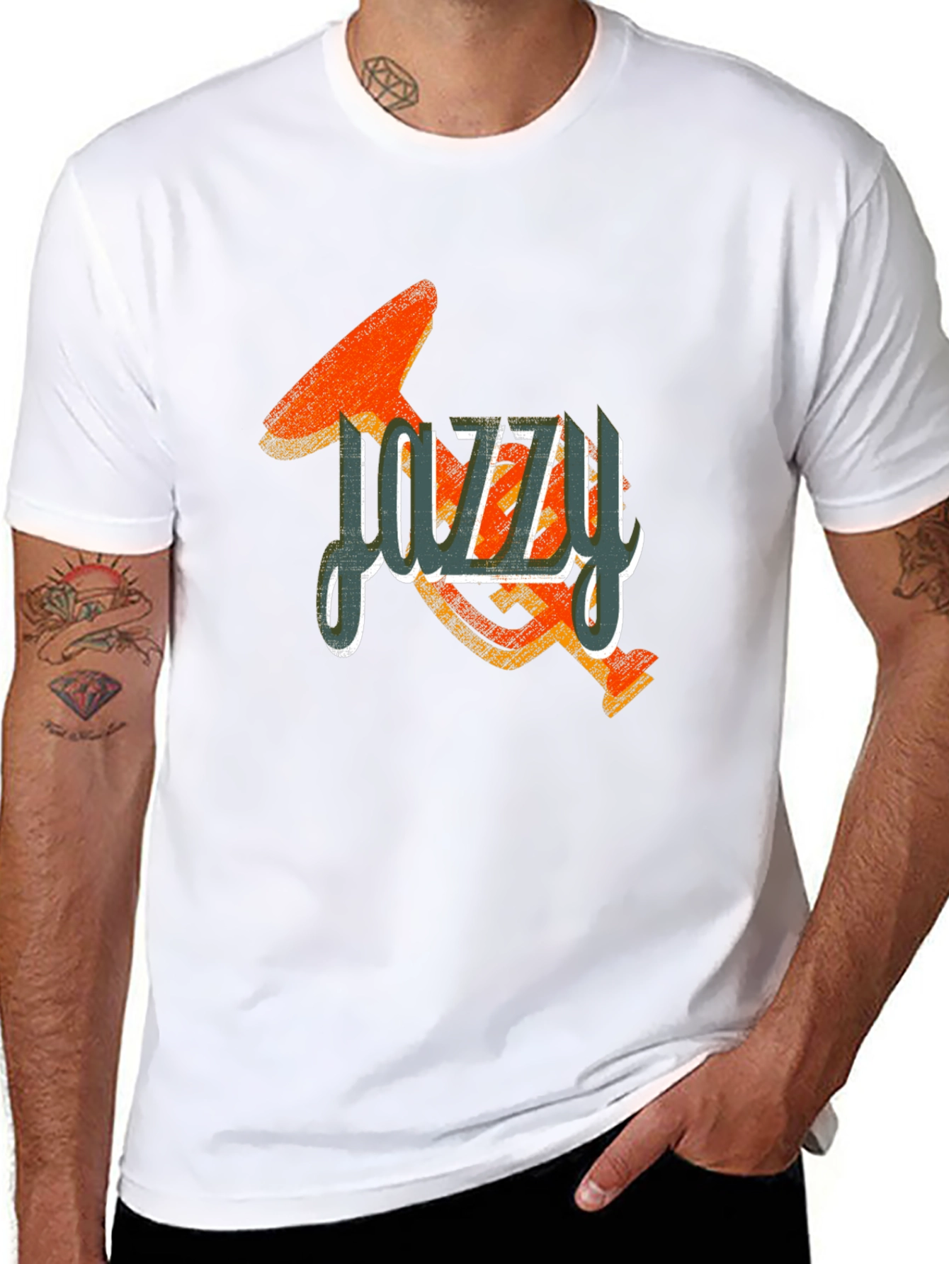 Black Jazzy Trumpet Graphic Tee - Cool Music T-Shirt view 8
