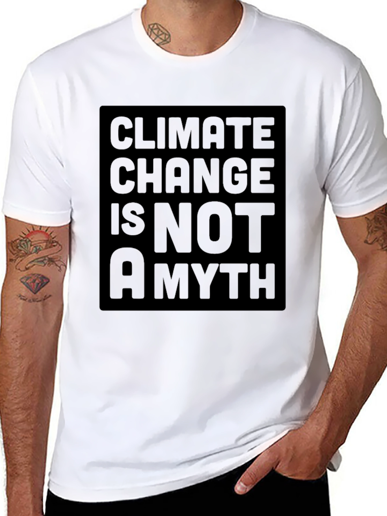 Black Climate Change Is Not A Myth Black Graphic Tee view 8