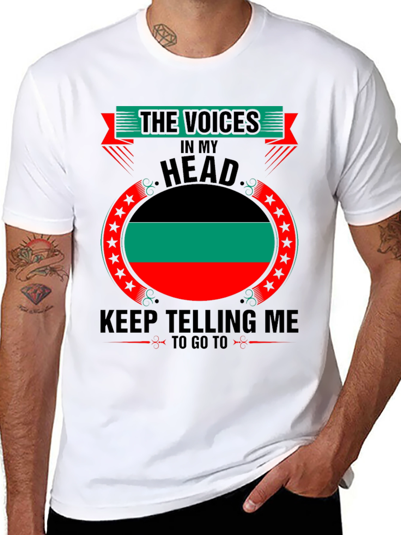 Black Voices in My Head Pan-African Flag T-Shirt view 8