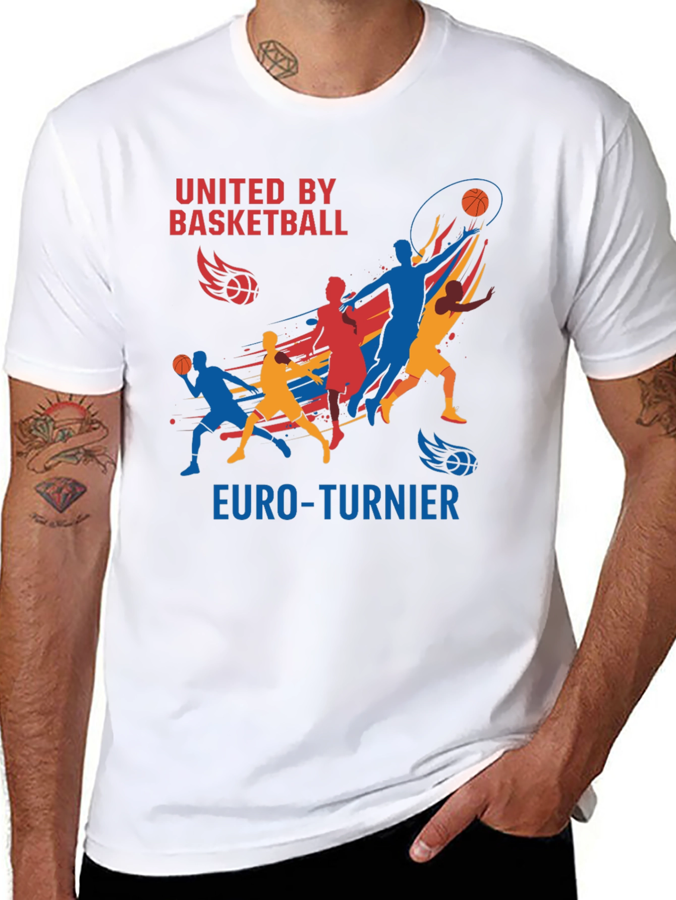 Black United by Basketball Euro-Turnier Black T-Shirt view 8
