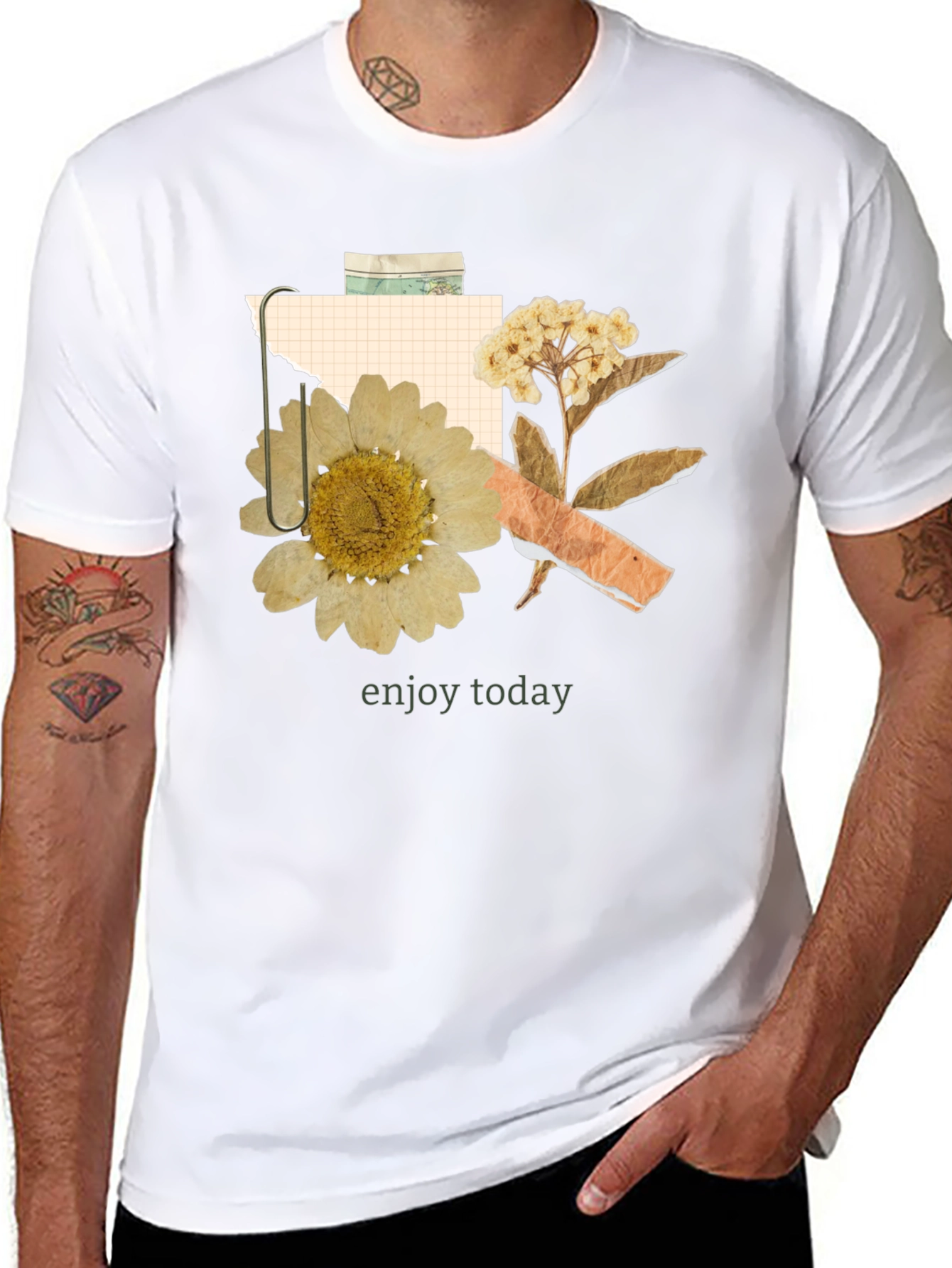 Black Floral Collage Graphic T-Shirt - Enjoy Today Tee view 8