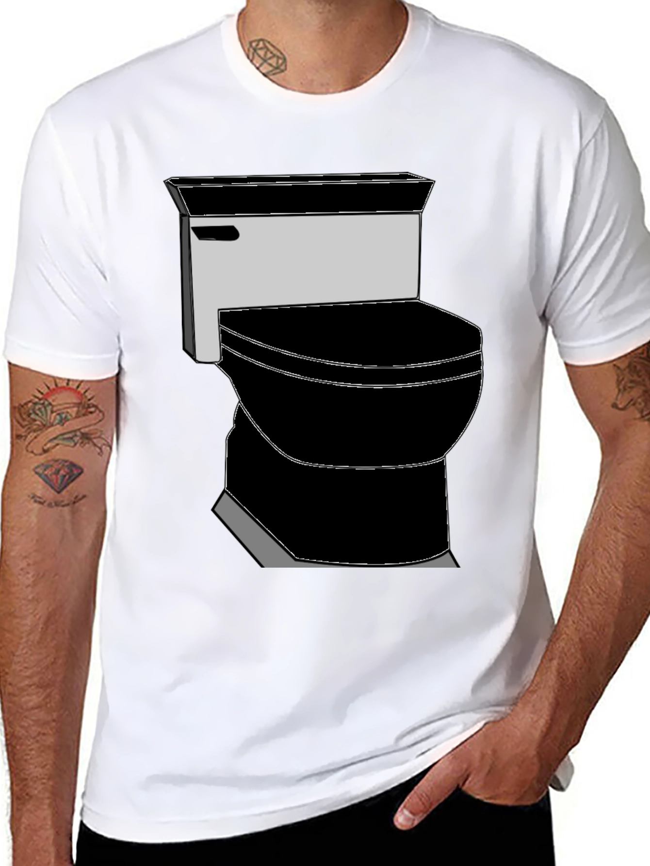 Black Toilet Graphic Tee - Black Novelty T-Shirt view 8