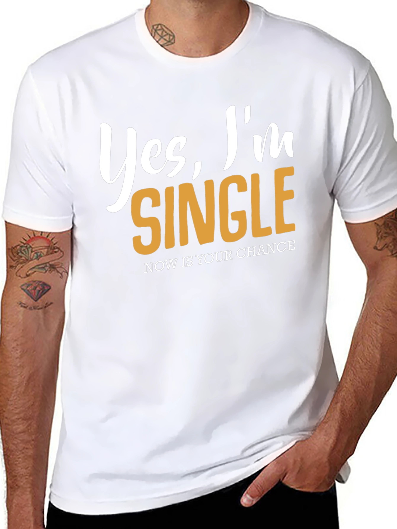Black Yes, I'm Single T-Shirt - Now's Your Chance! view 8