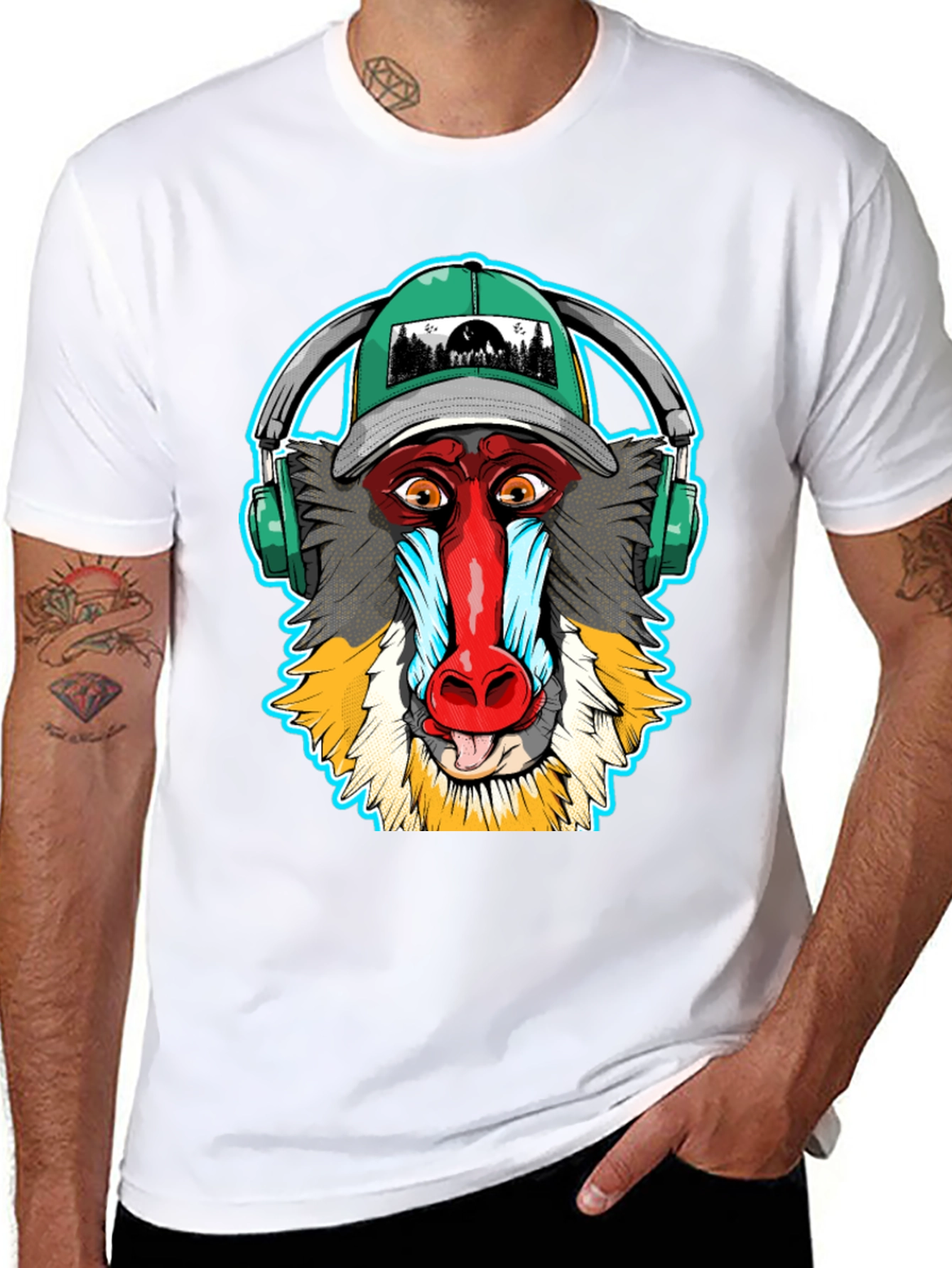 Black Cool Monkey DJ T-Shirt view 8