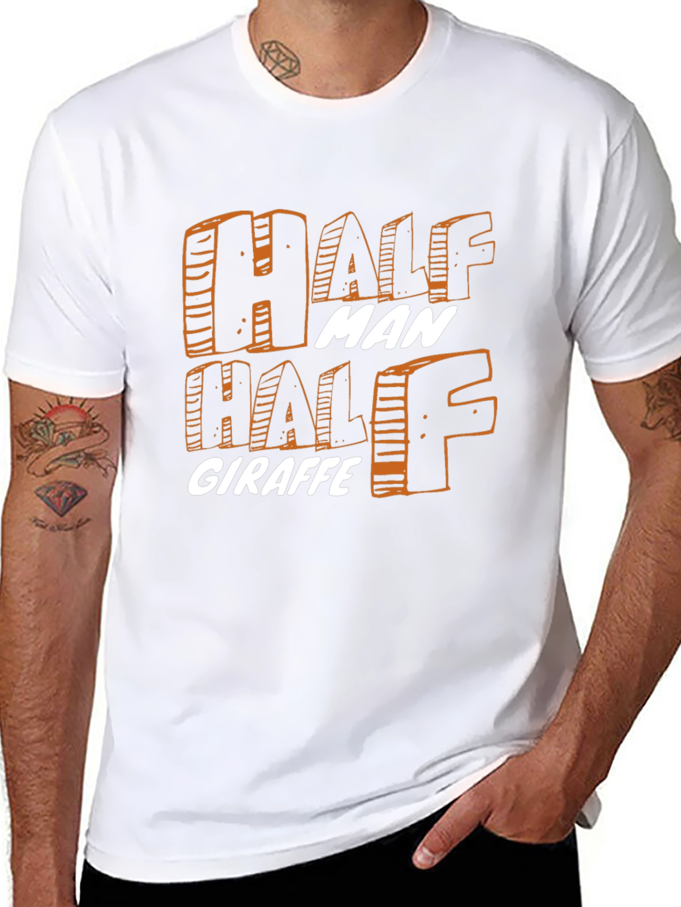 Black Half Man Half Giraffe Graphic T-Shirt view 8