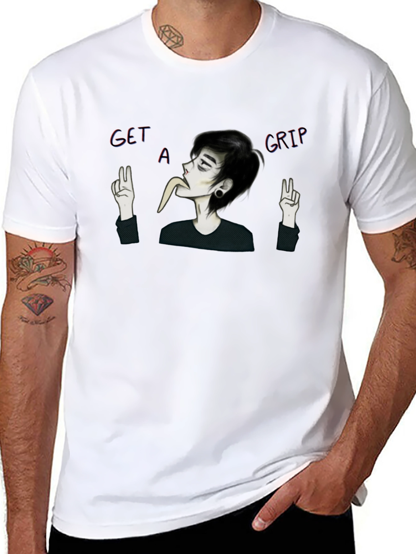Black Get a Grip Graphic Tee - Unisex Black T-Shirt view 8