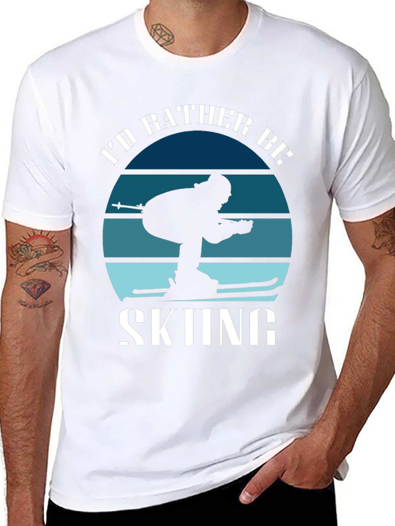 Black I'd Rather Be Skiing T-Shirt view 8