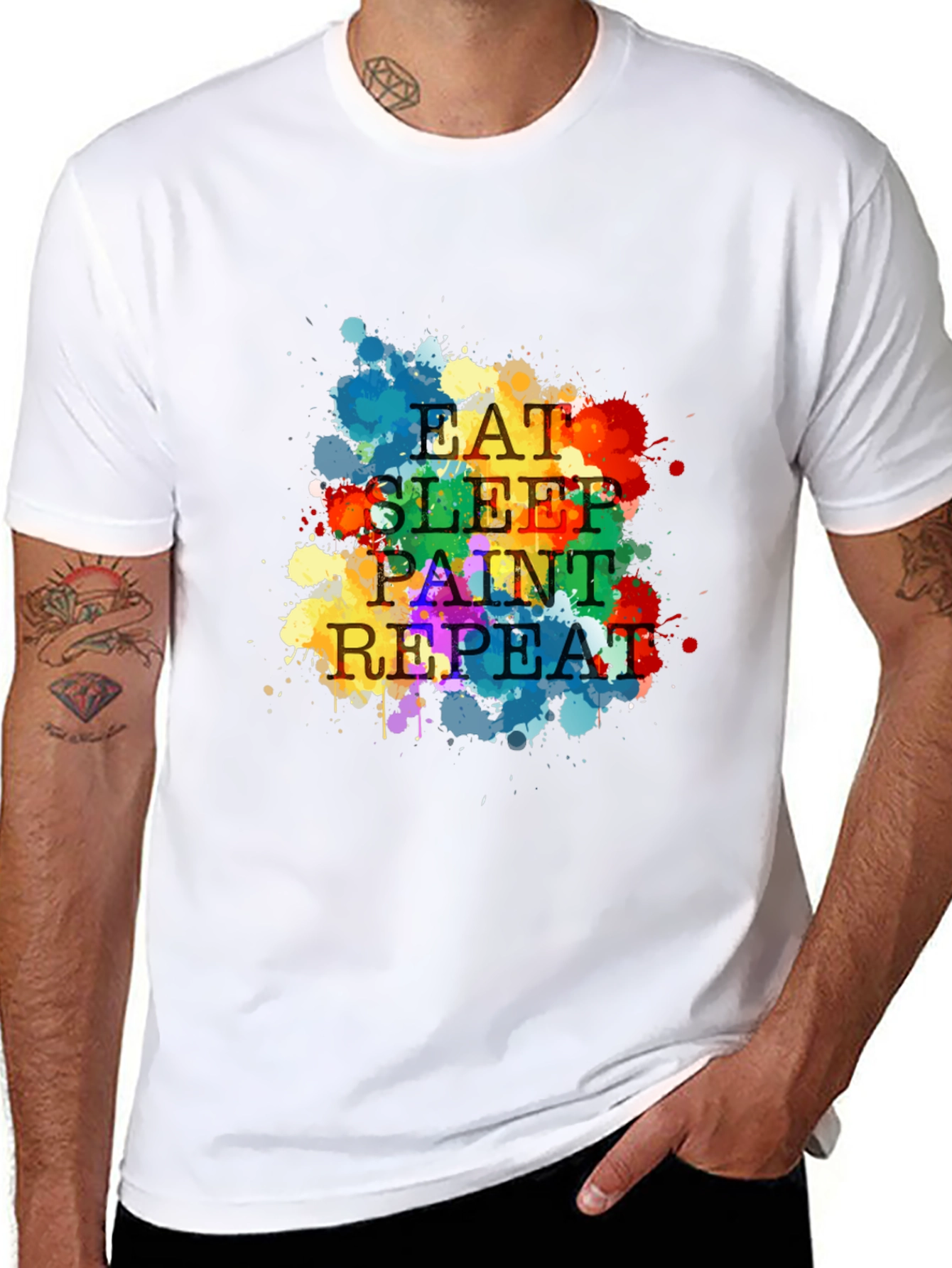 Black Eat Sleep Paint Repeat T-Shirt view 8