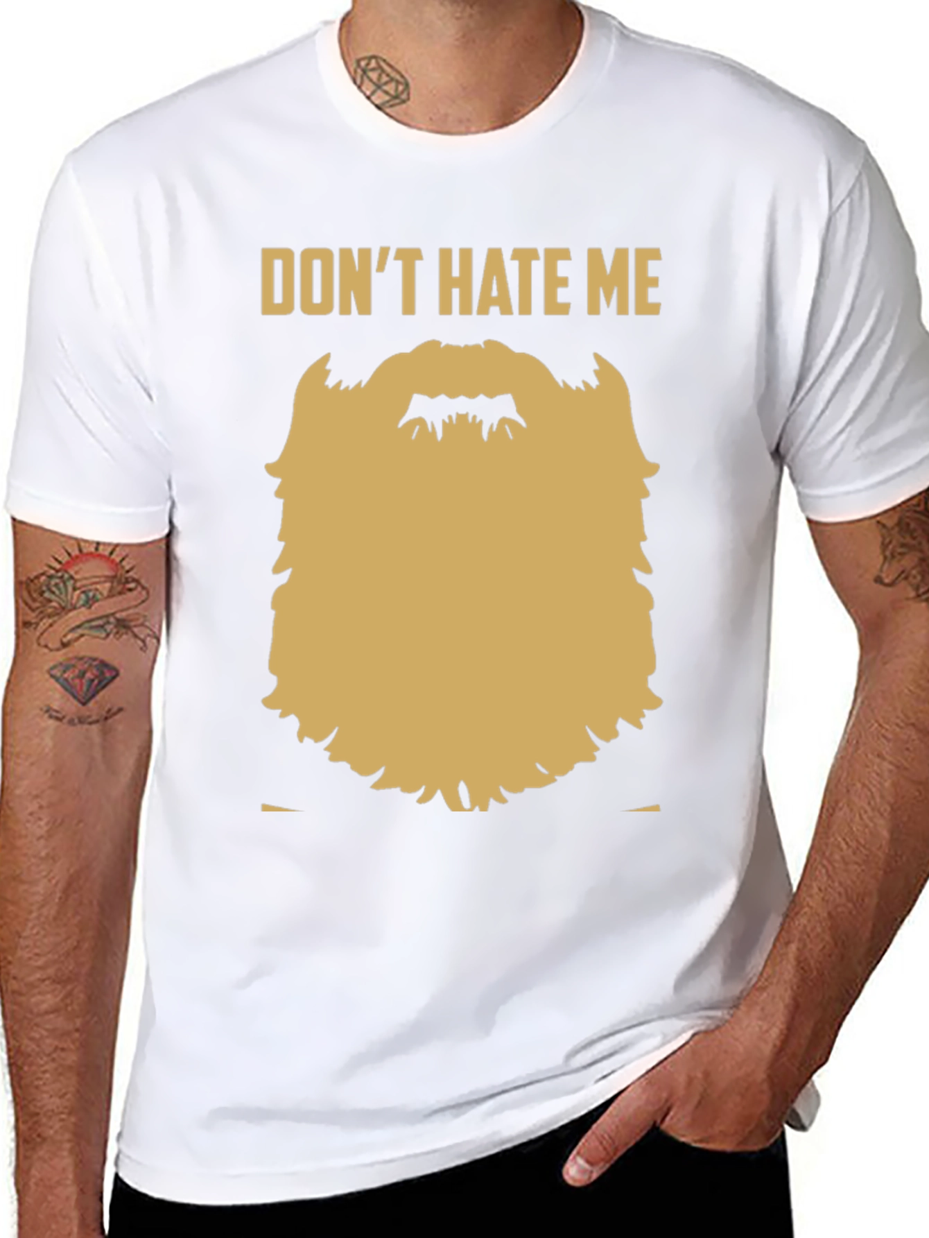 Black Funny Beard Graphic T-Shirt - Don't Hate Me view 8