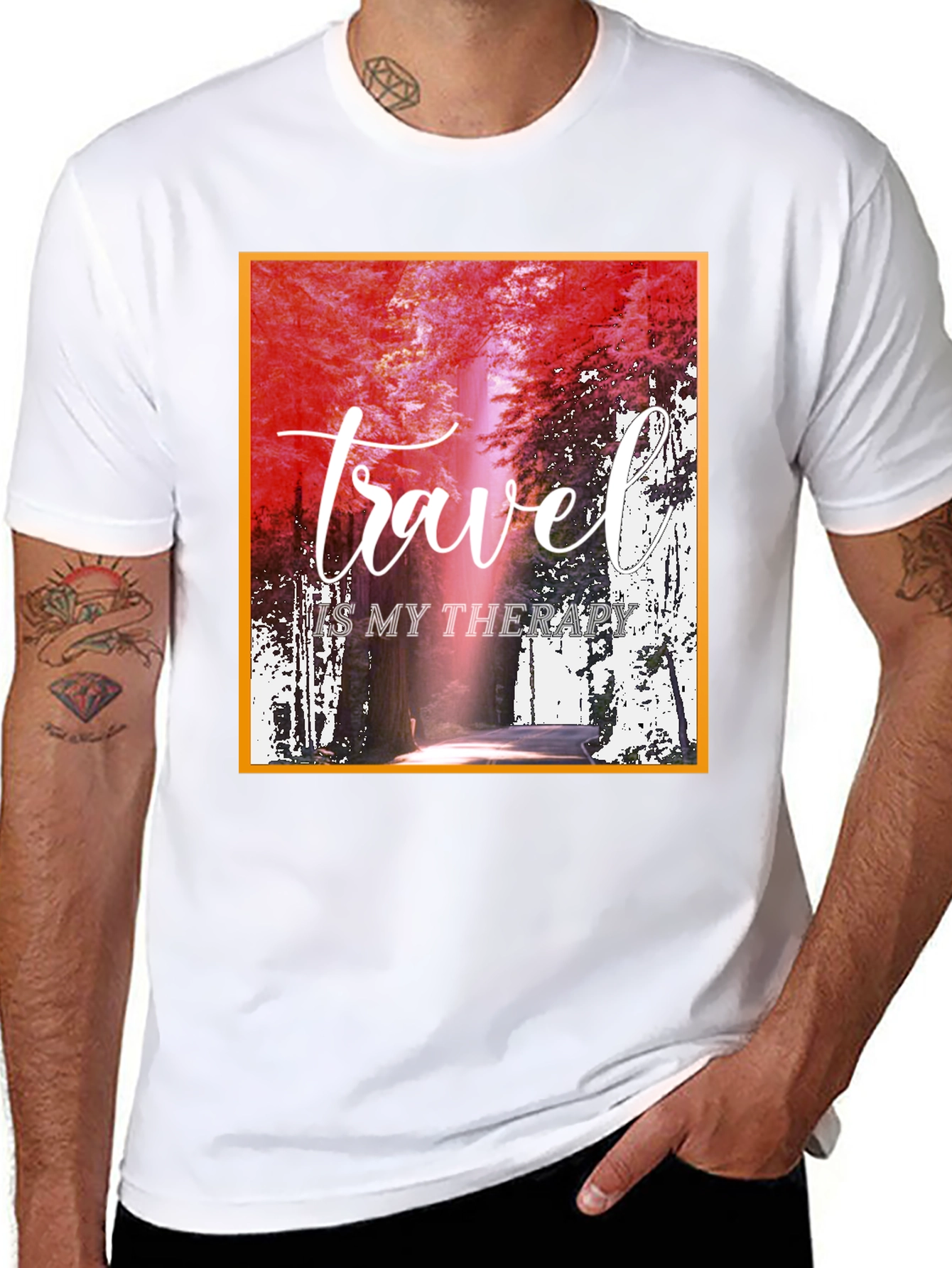 Travel is my Therapy Black Graphic Tee - 8