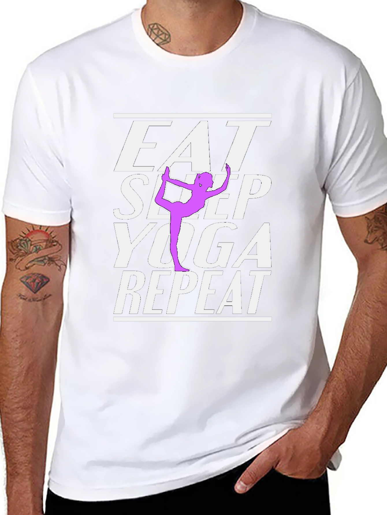 Black Eat Sleep Yoga Repeat Graphic Tee - Black Cotton Blend view 8