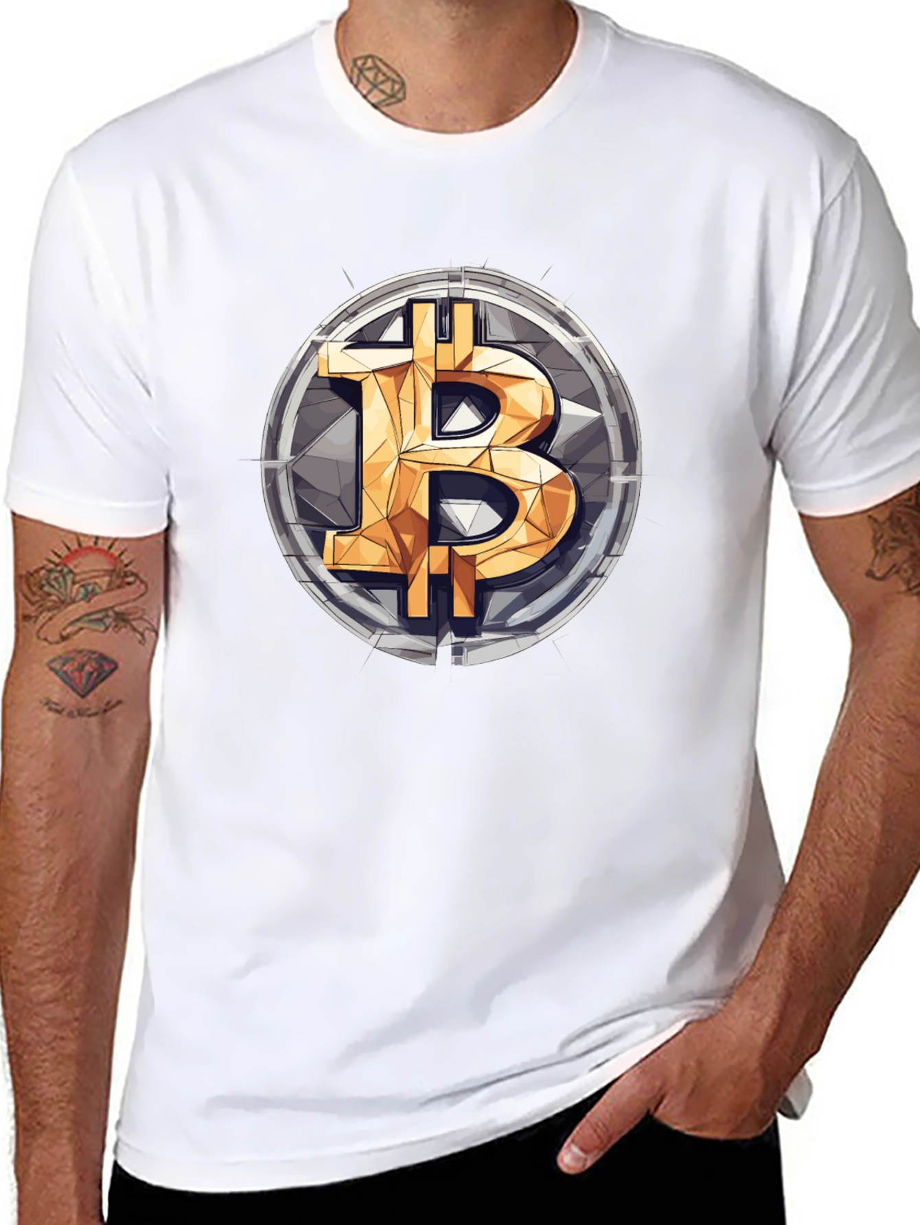 Bitcoin Logo Graphic Print T-Shirt - 8