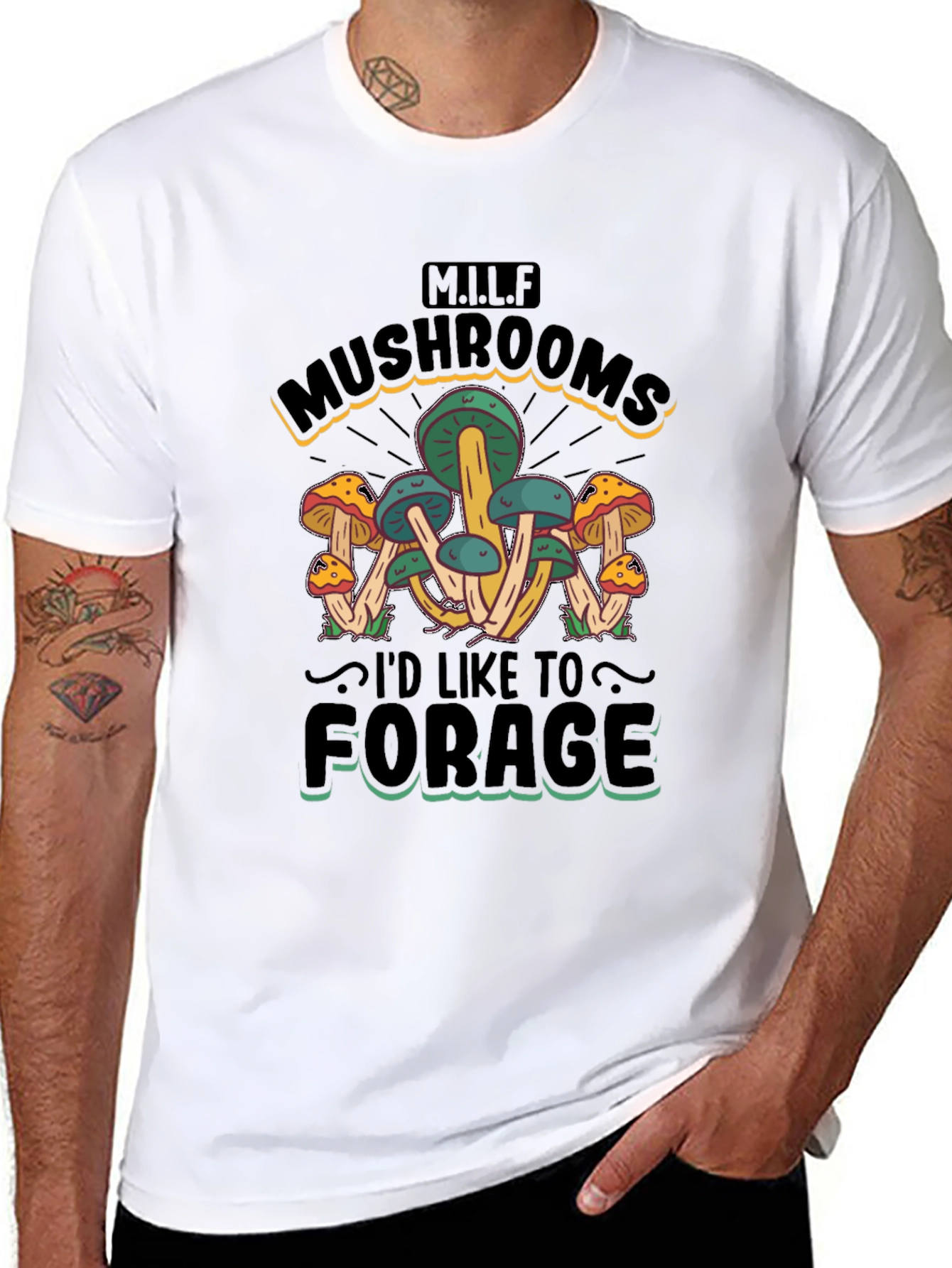 Black MILF Mushrooms I'd Like to Forage T-Shirt view 8