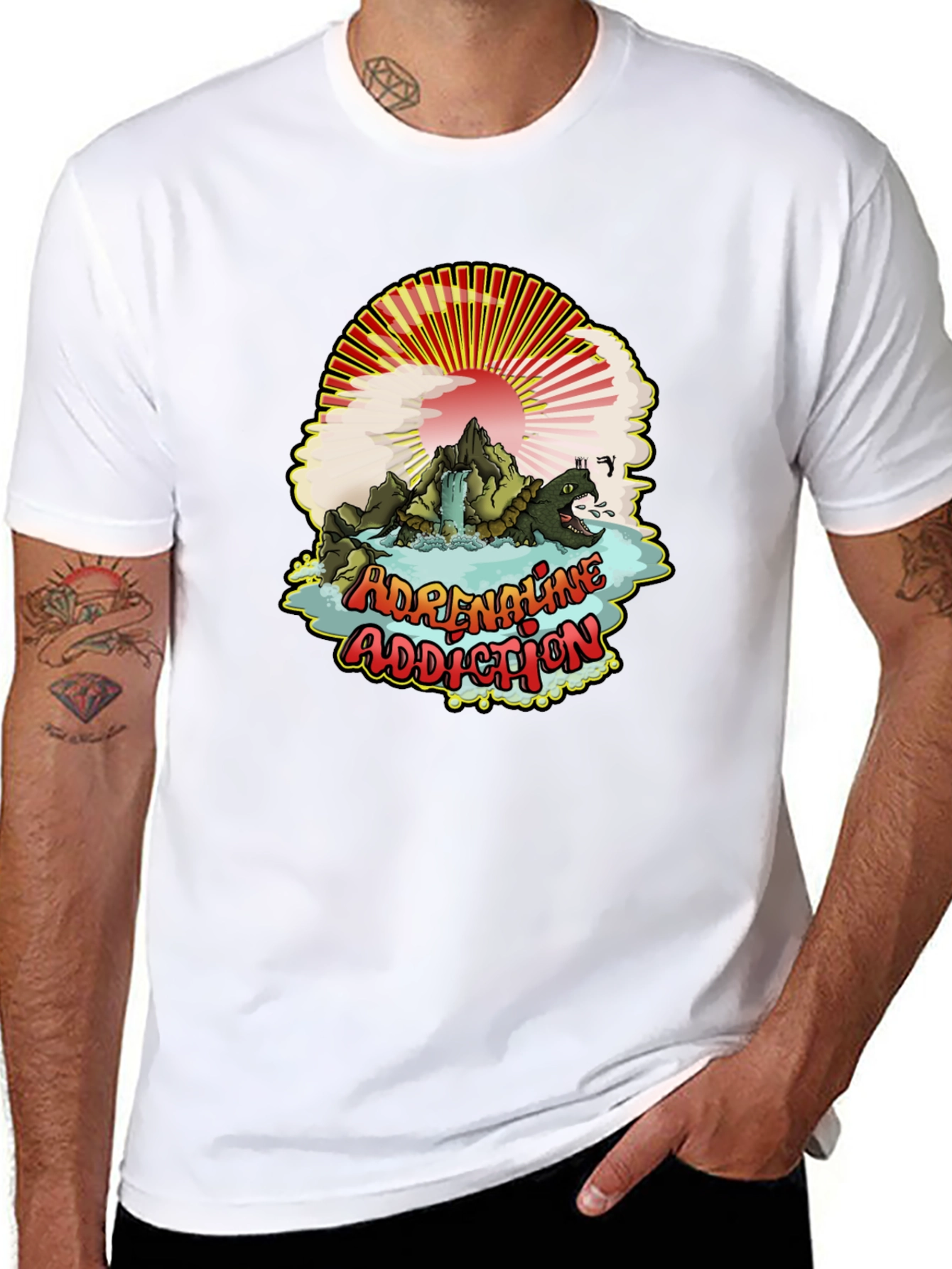 Black Adrenaline Addiction T-Shirt - Mountain Turtle Design view 8