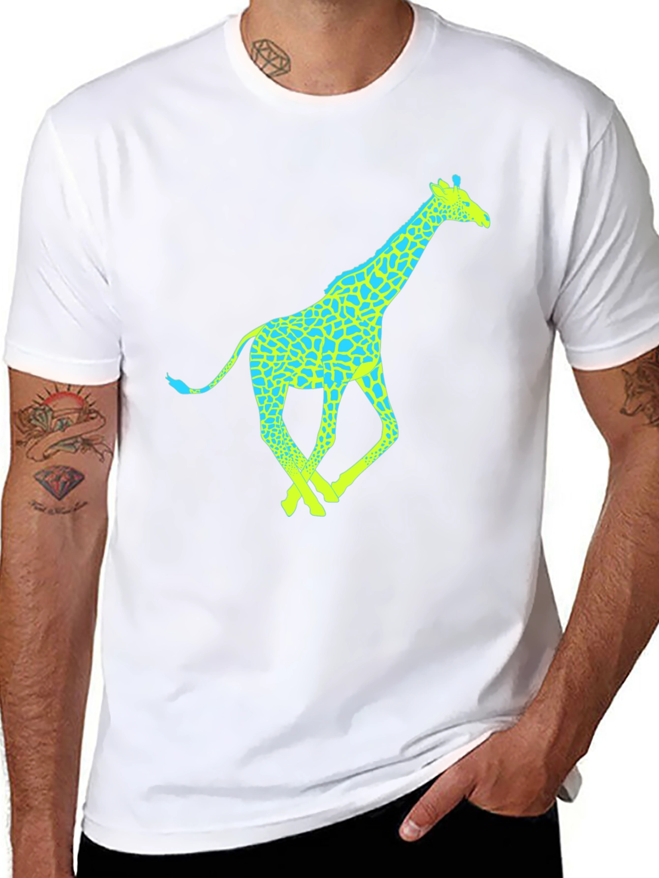 Black Giraffe Graphic Tee - Fun & Stylish Men's T-Shirt view 8