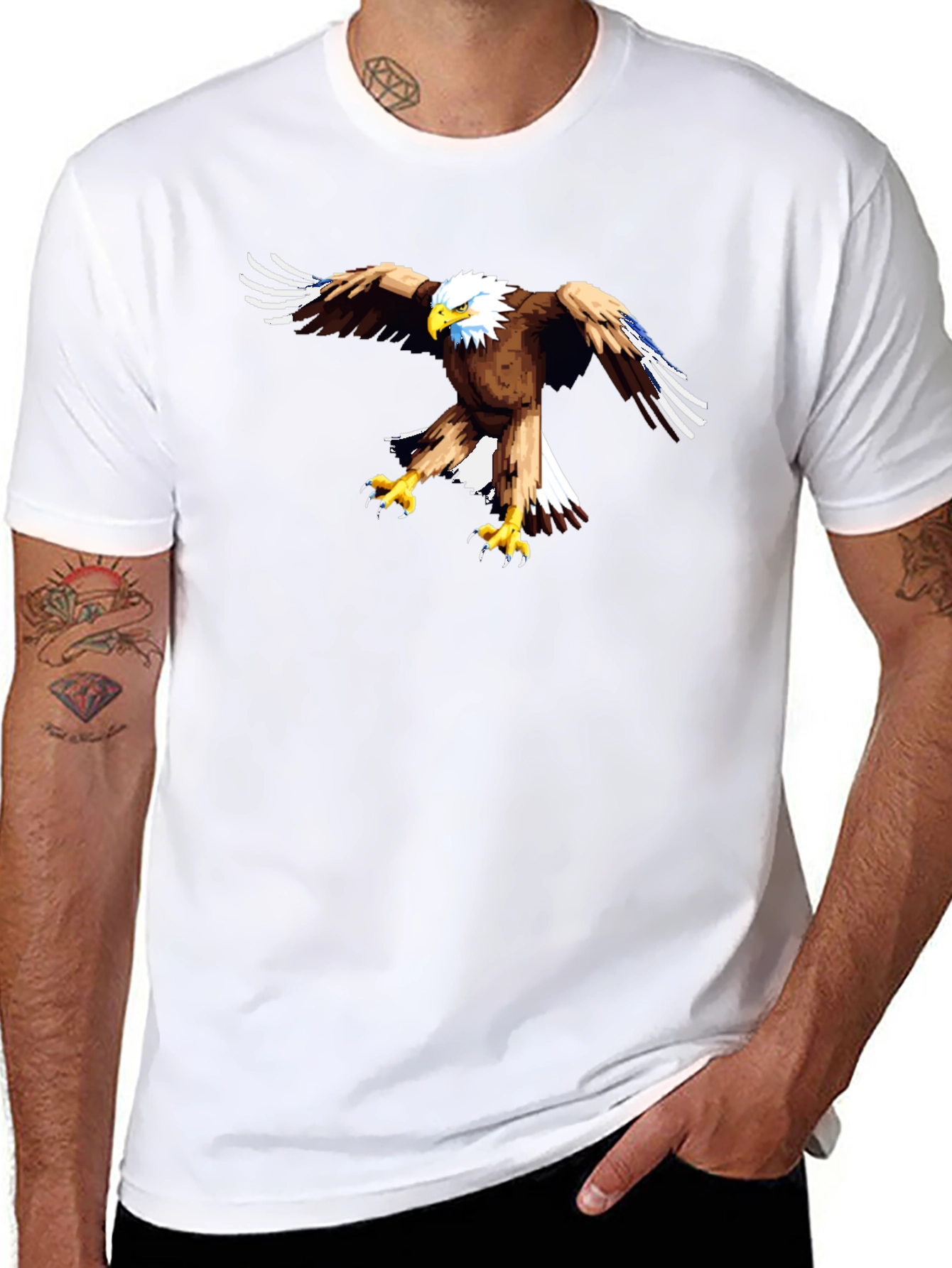 Black Eagle Graphic Black T-Shirt - Men's Casual Tee view 8