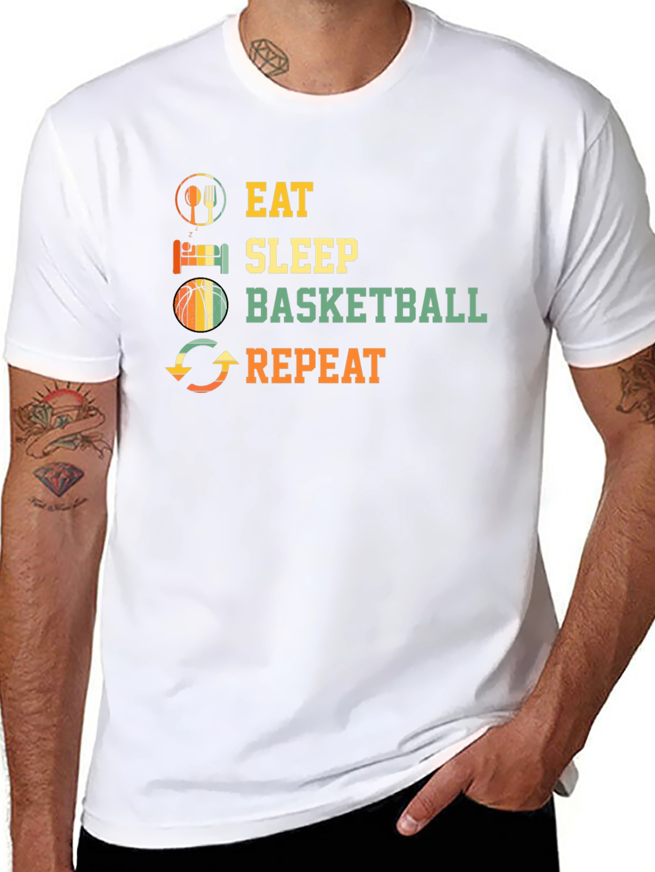 Black Eat Sleep Basketball Repeat T-Shirt view 8