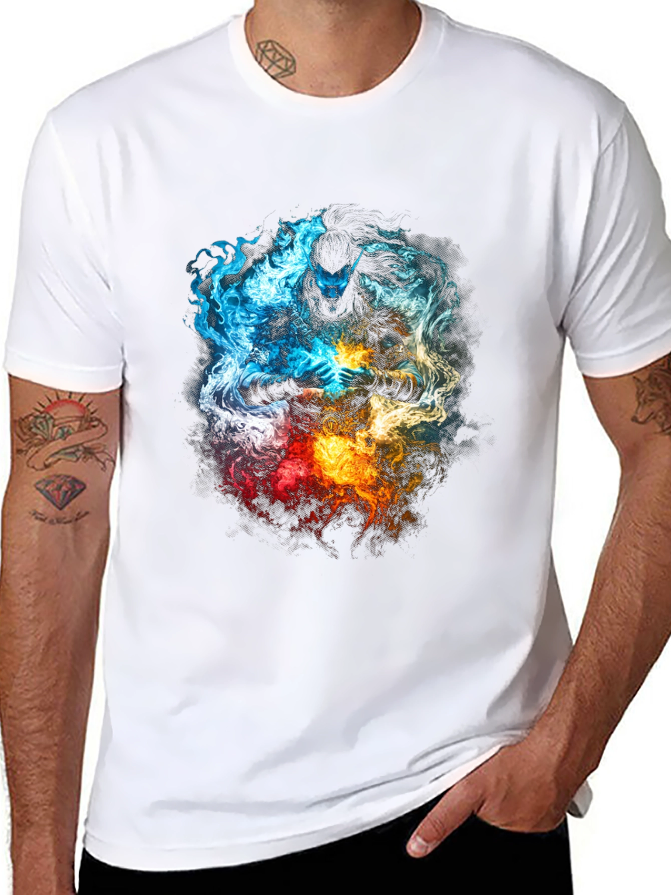 Black Elemental Warrior Graphic T-Shirt view 8