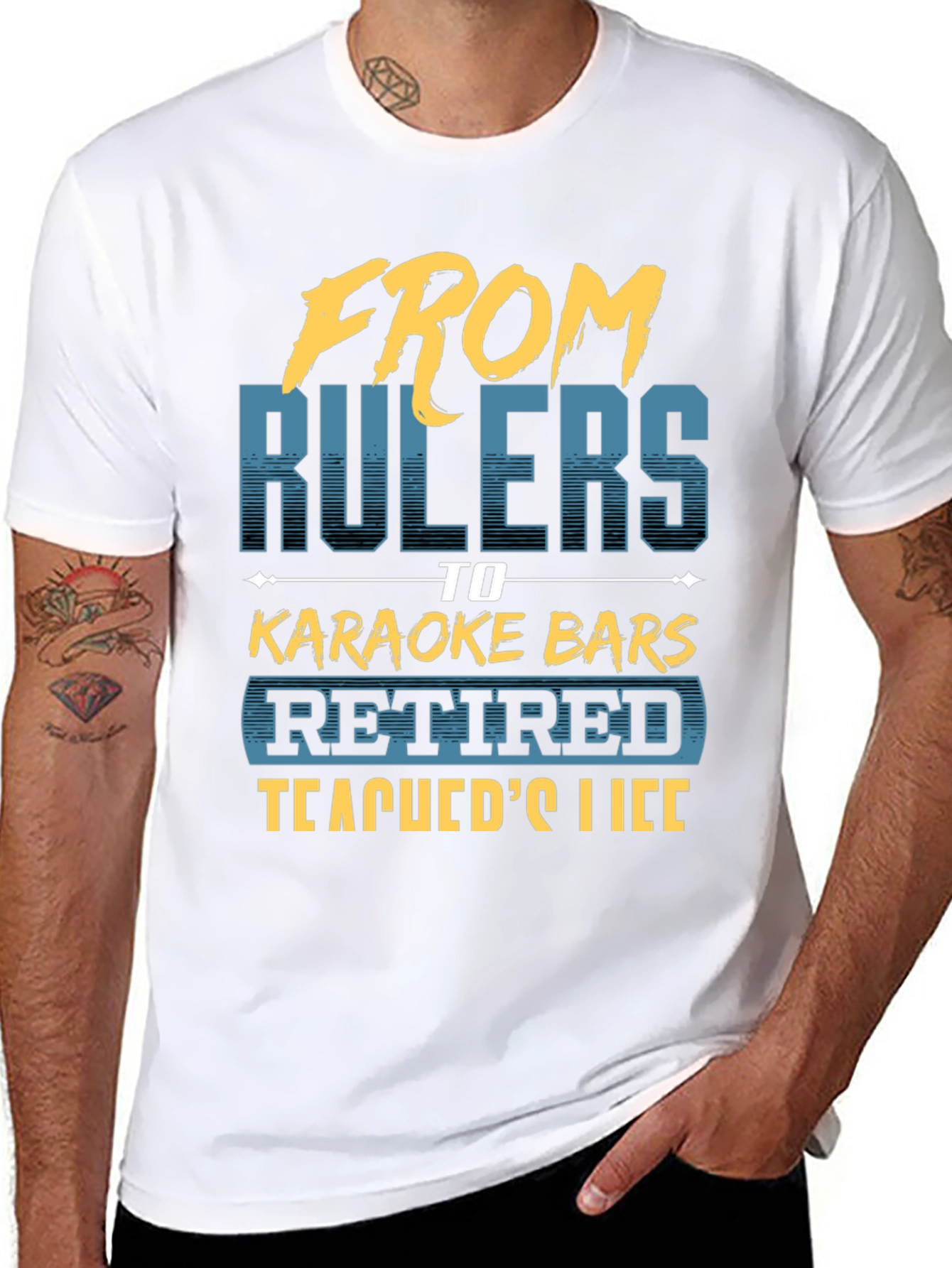 Black Retired Teacher T-Shirt - From Rulers to Karaoke view 8