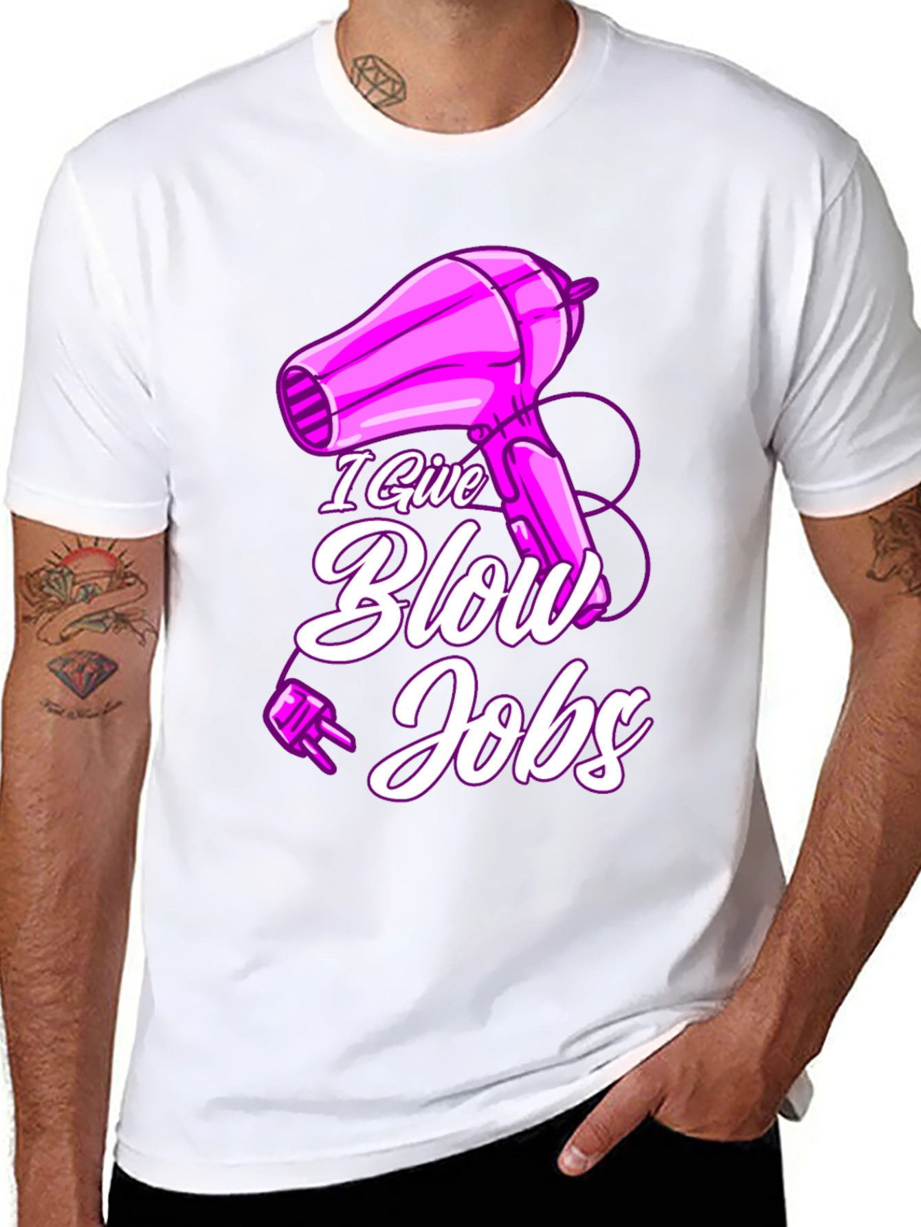 Black Humorous "I Give Blow Jobs" T-Shirt view 8