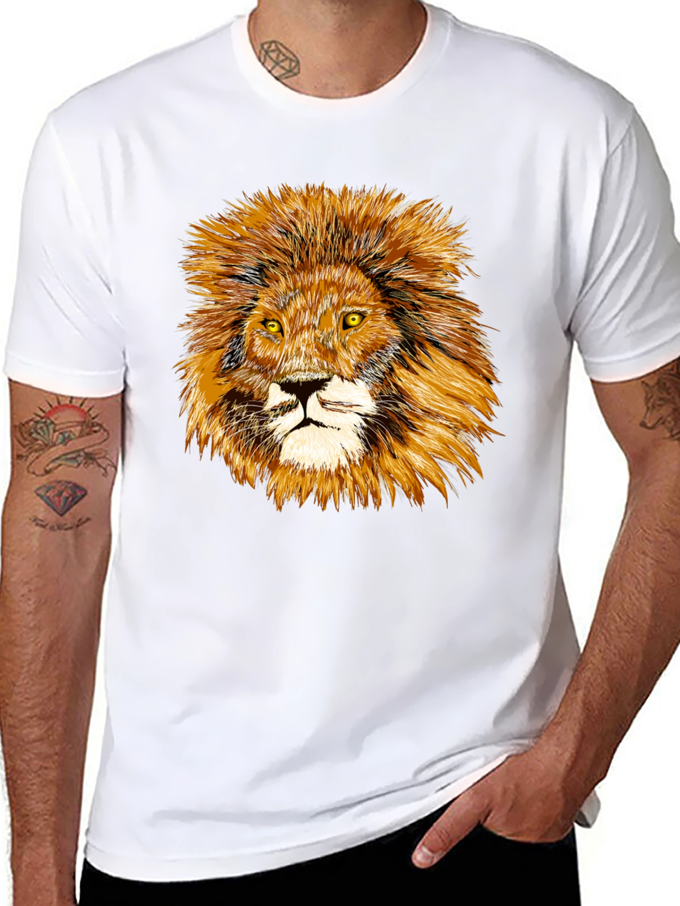 Black Lion Graphic Tee - Black Cotton Comfort view 8