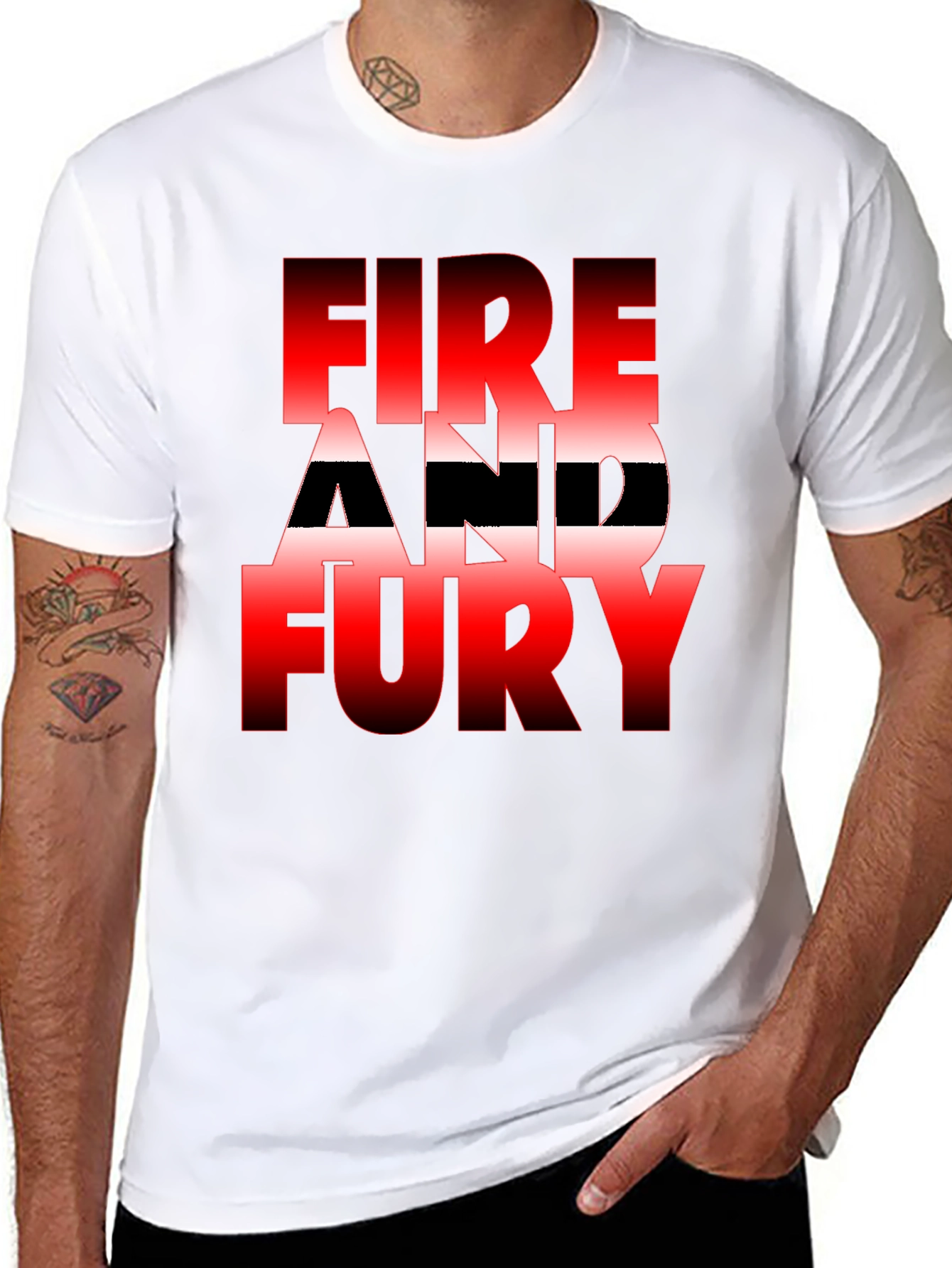 Black Fire and Fury Graphic Tee - Bold Statement Shirt view 8