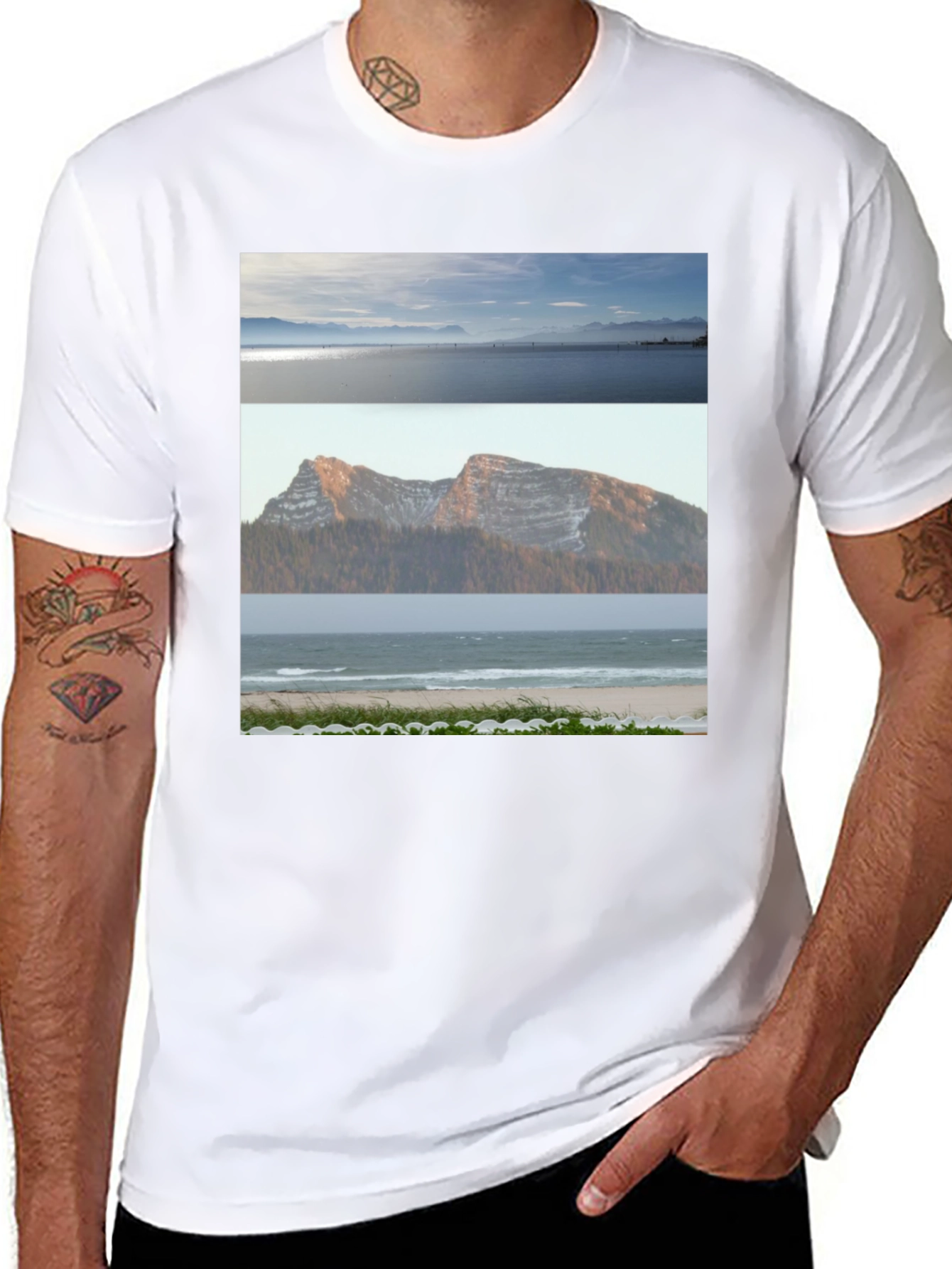 Black Scenic Landscape T-Shirt view 8