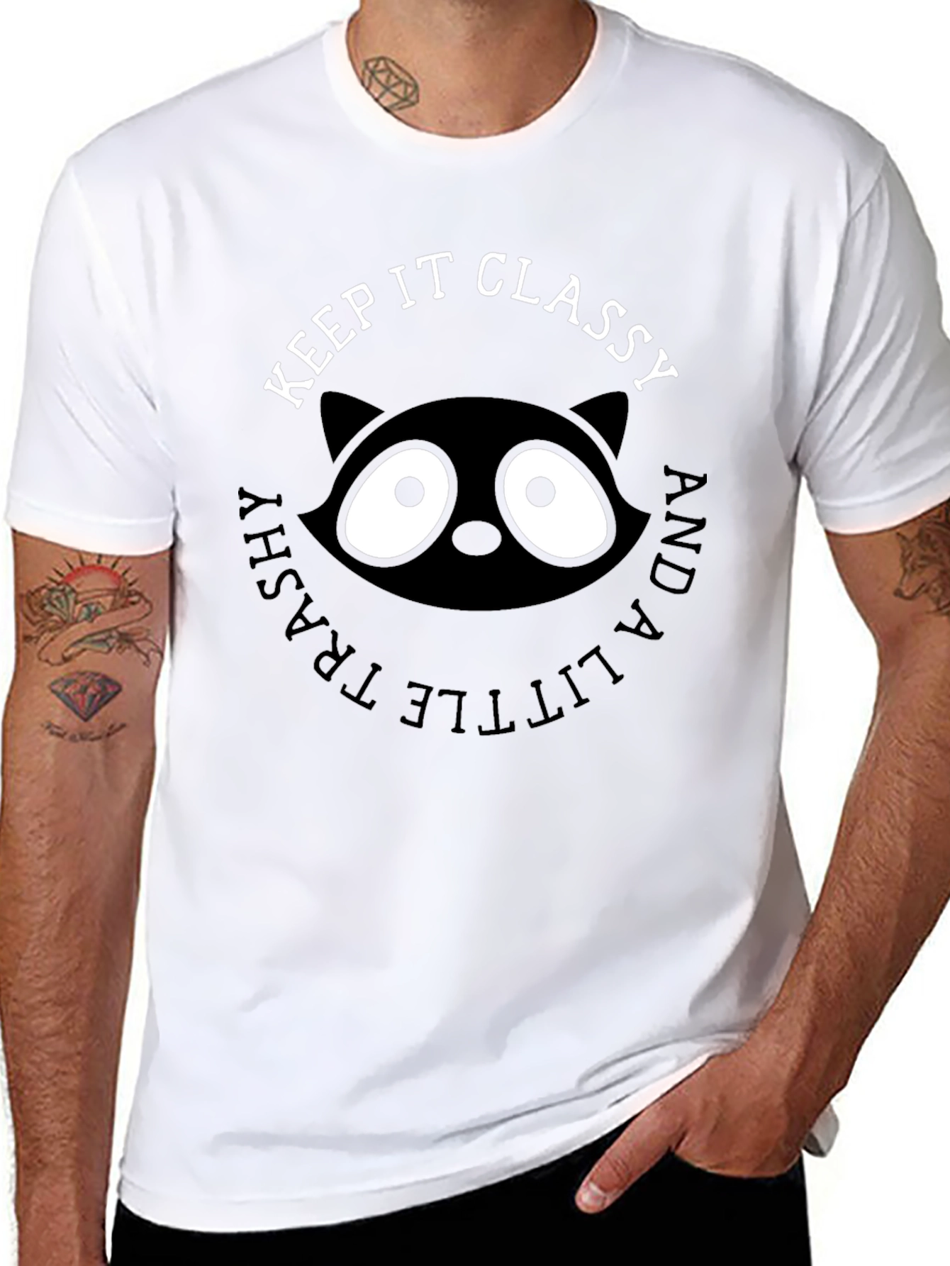 Black Keep It Classy Raccoon Graphic T-Shirt view 8
