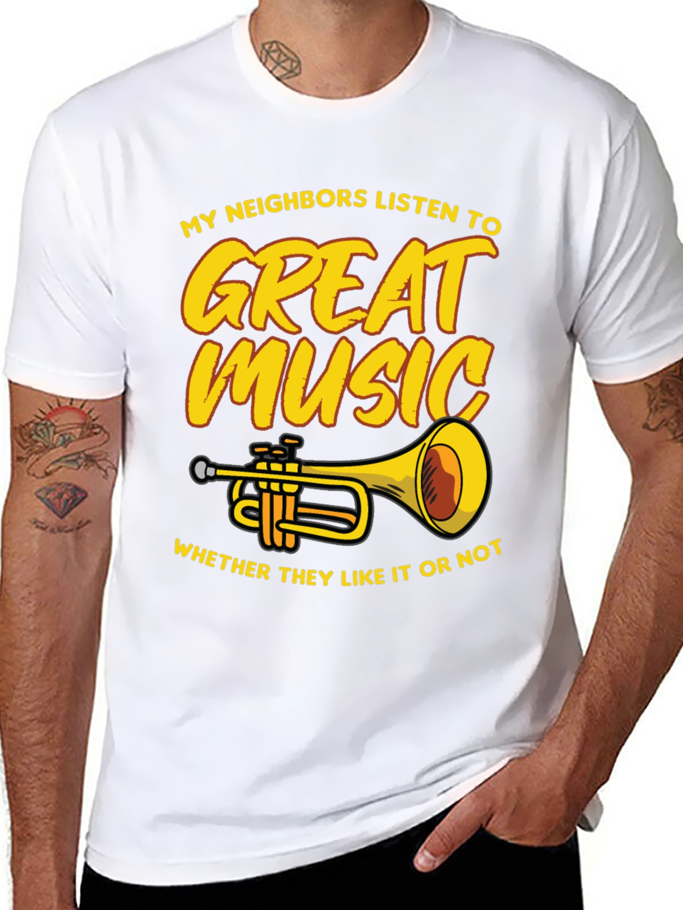 Black Great Music Trumpet T-Shirt view 8
