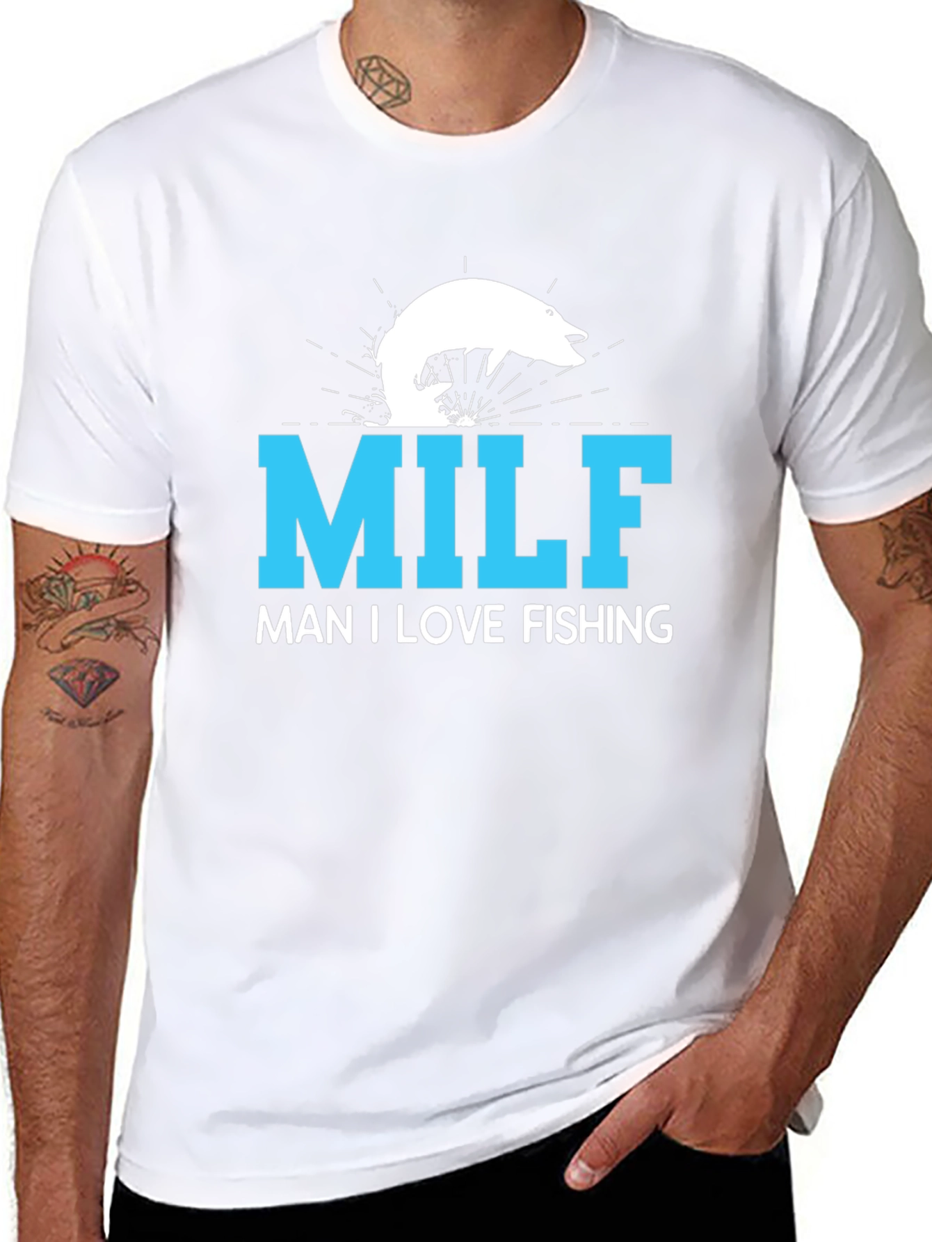 Black MILF Man I Love Fishing T-Shirt Black Cotton Tee view 8