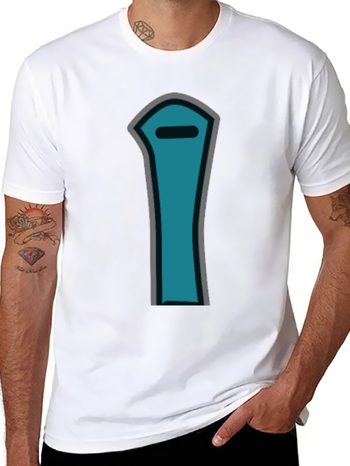 Black Minimalist Blue Character T-Shirt view 8