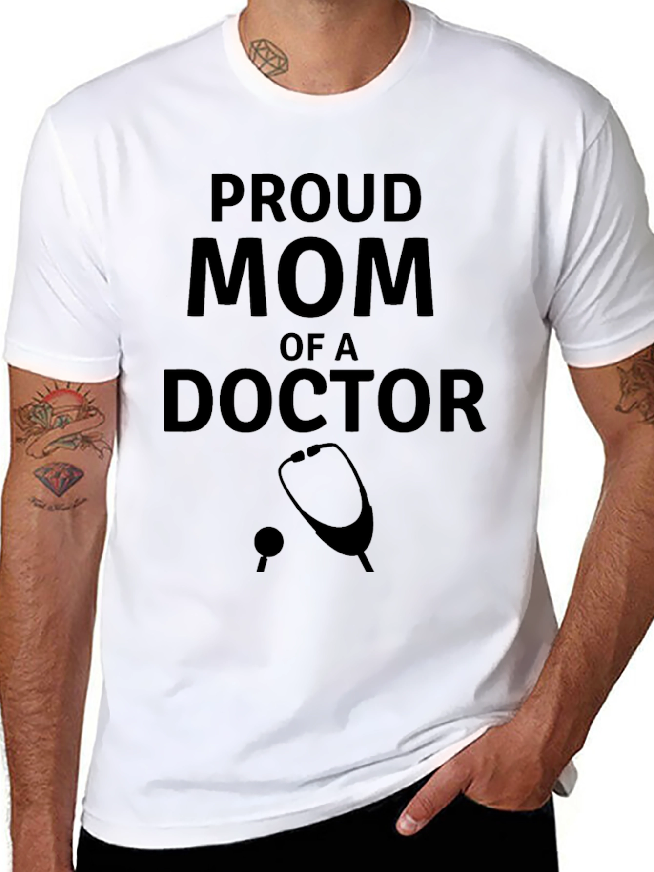 Black Proud Mom of a Doctor T-Shirt - Gift Idea view 8