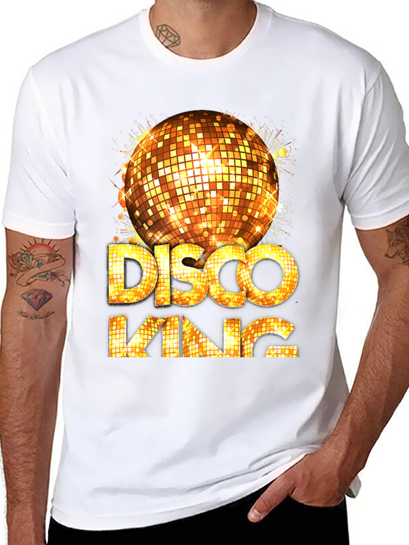 Black Disco King Graphic Tee - Men's Party Shirt view 8