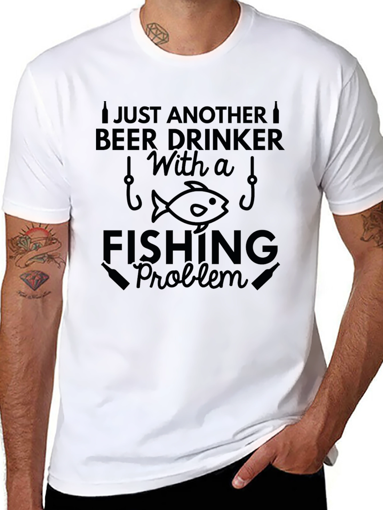 Black Fishing Problem Graphic Tee view 8