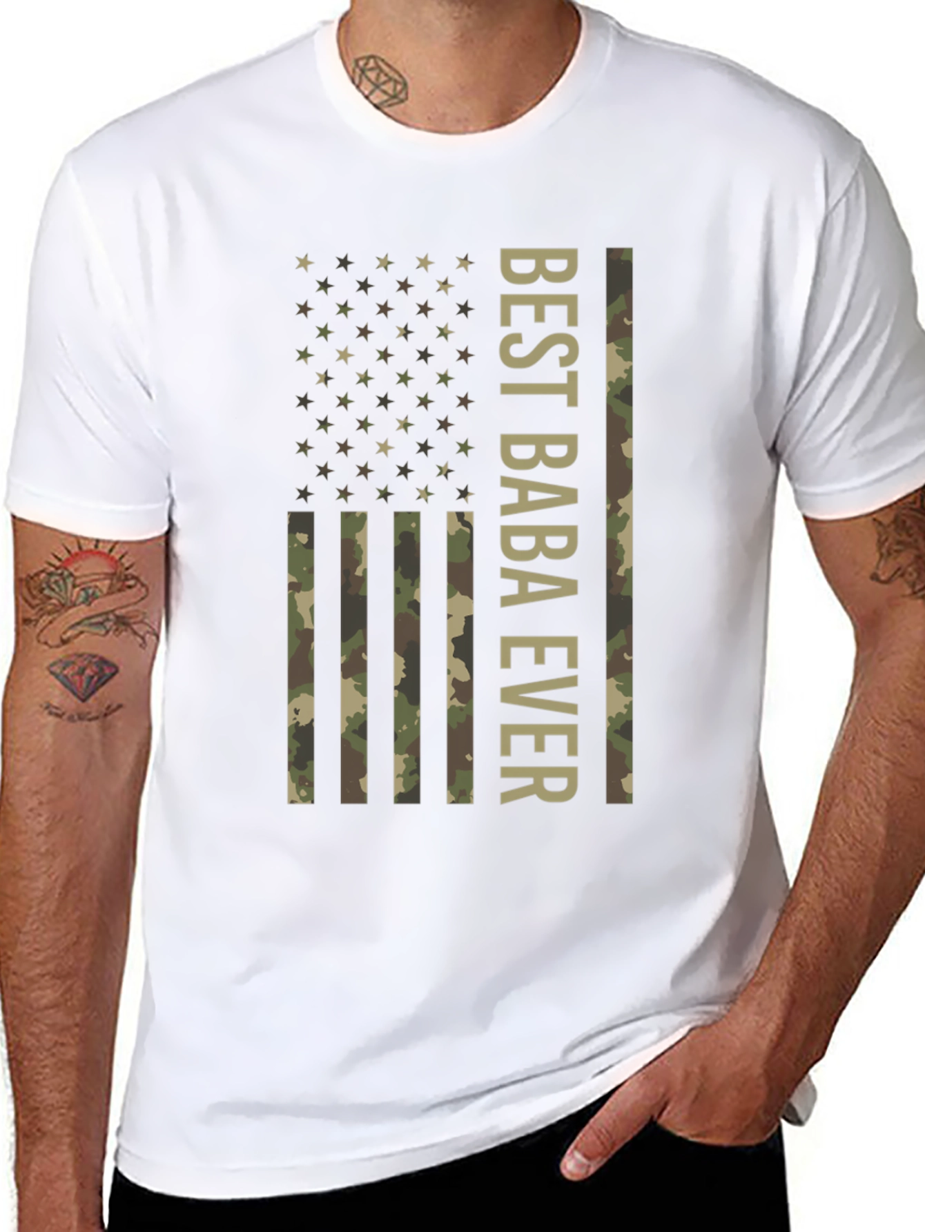 Best Baba Ever Camo Flag Tee - 8