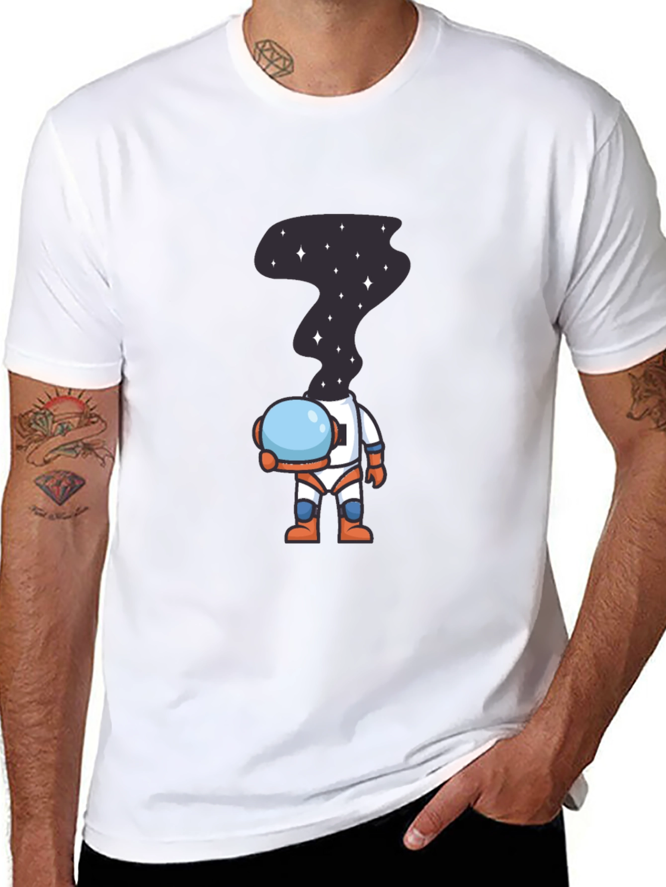 Black Astronaut Space Head T-Shirt - Unique Graphic Tee view 8